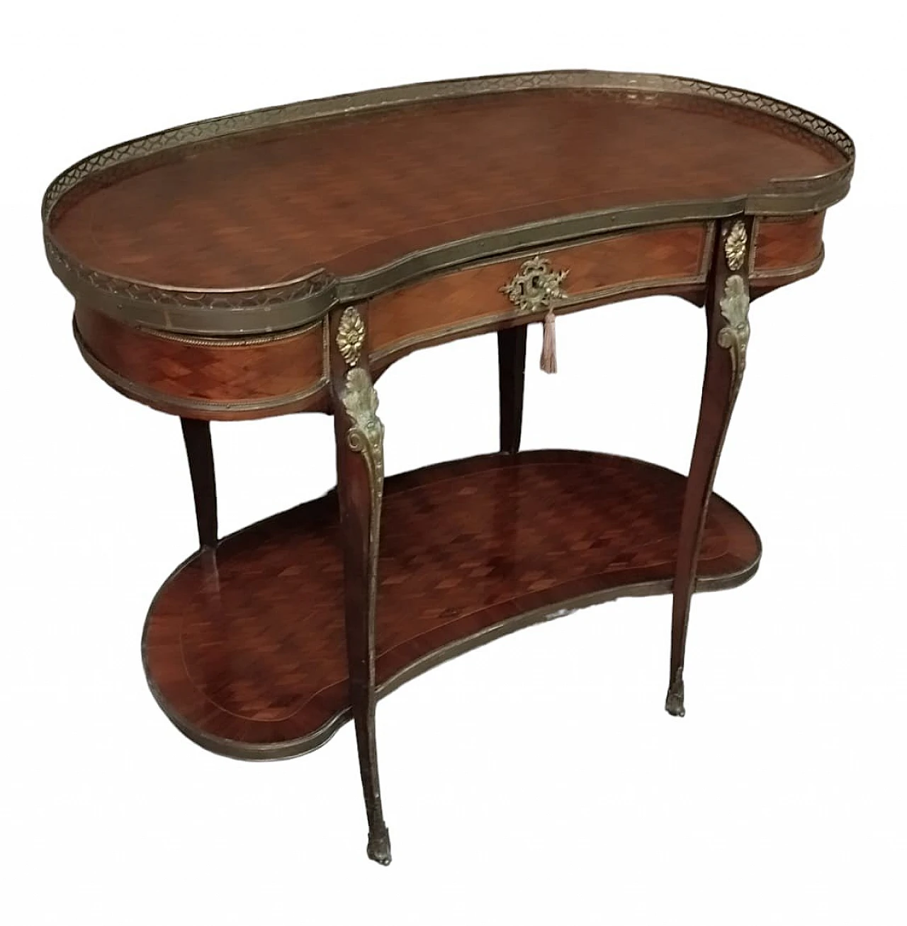 Napoleon III oval inlaid wood side table, 19th century 1