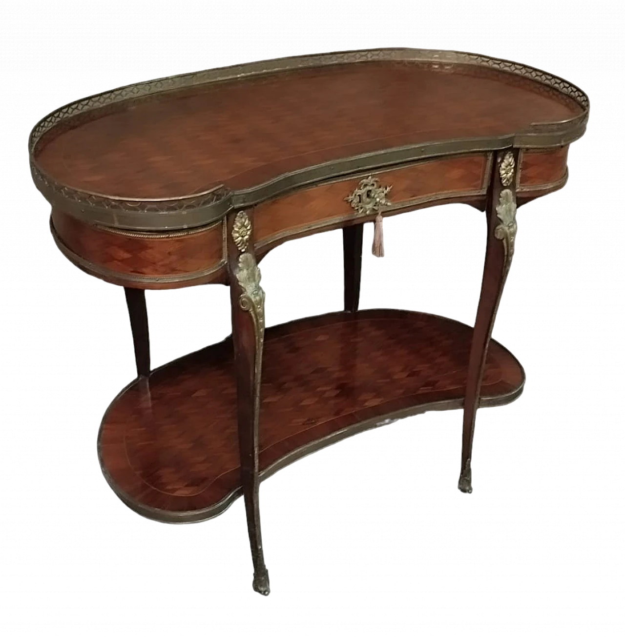 Napoleon III oval inlaid wood side table, 19th century 2