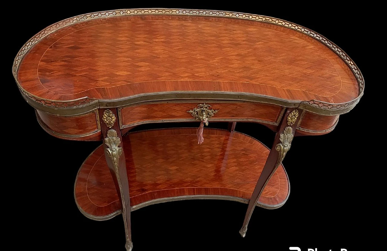 Napoleon III oval inlaid wood side table, 19th century 11