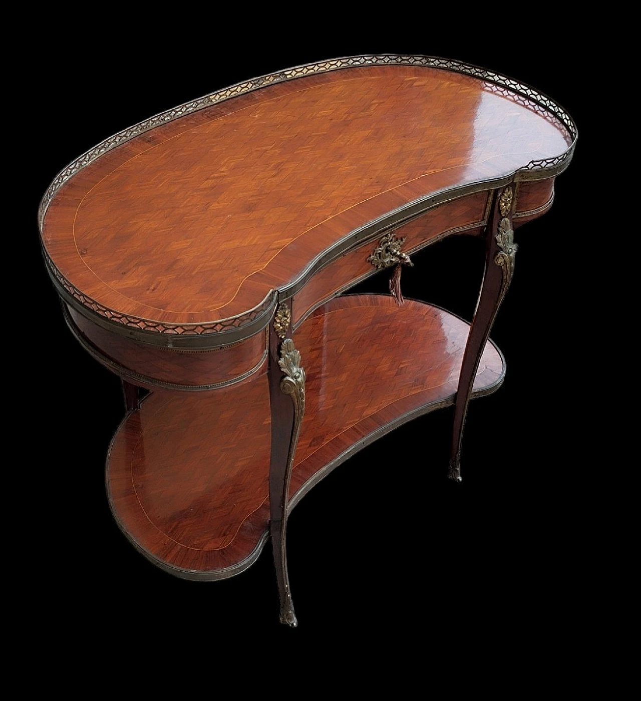 Napoleon III oval inlaid wood side table, 19th century 12