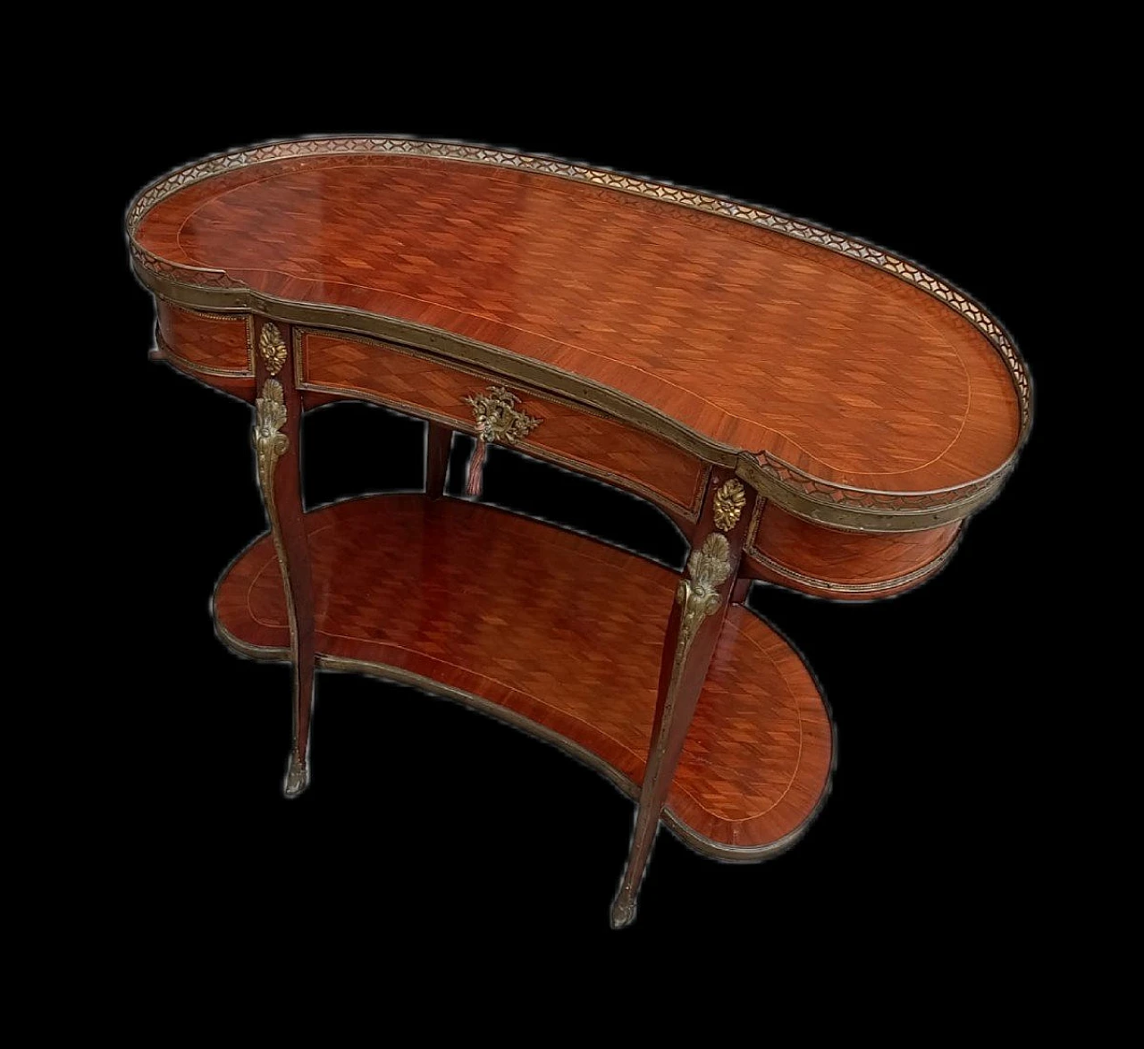 Napoleon III oval inlaid wood side table, 19th century 13