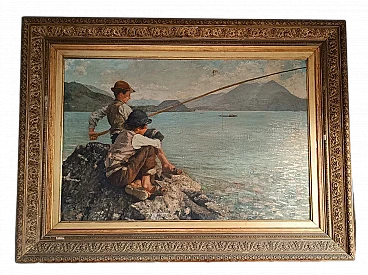 Muzii, fishermen, oil painting on canvas, second half of 19th century