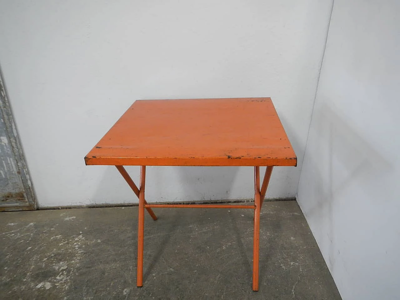 Orange iron folding garden table by Vinante, 1970s 1