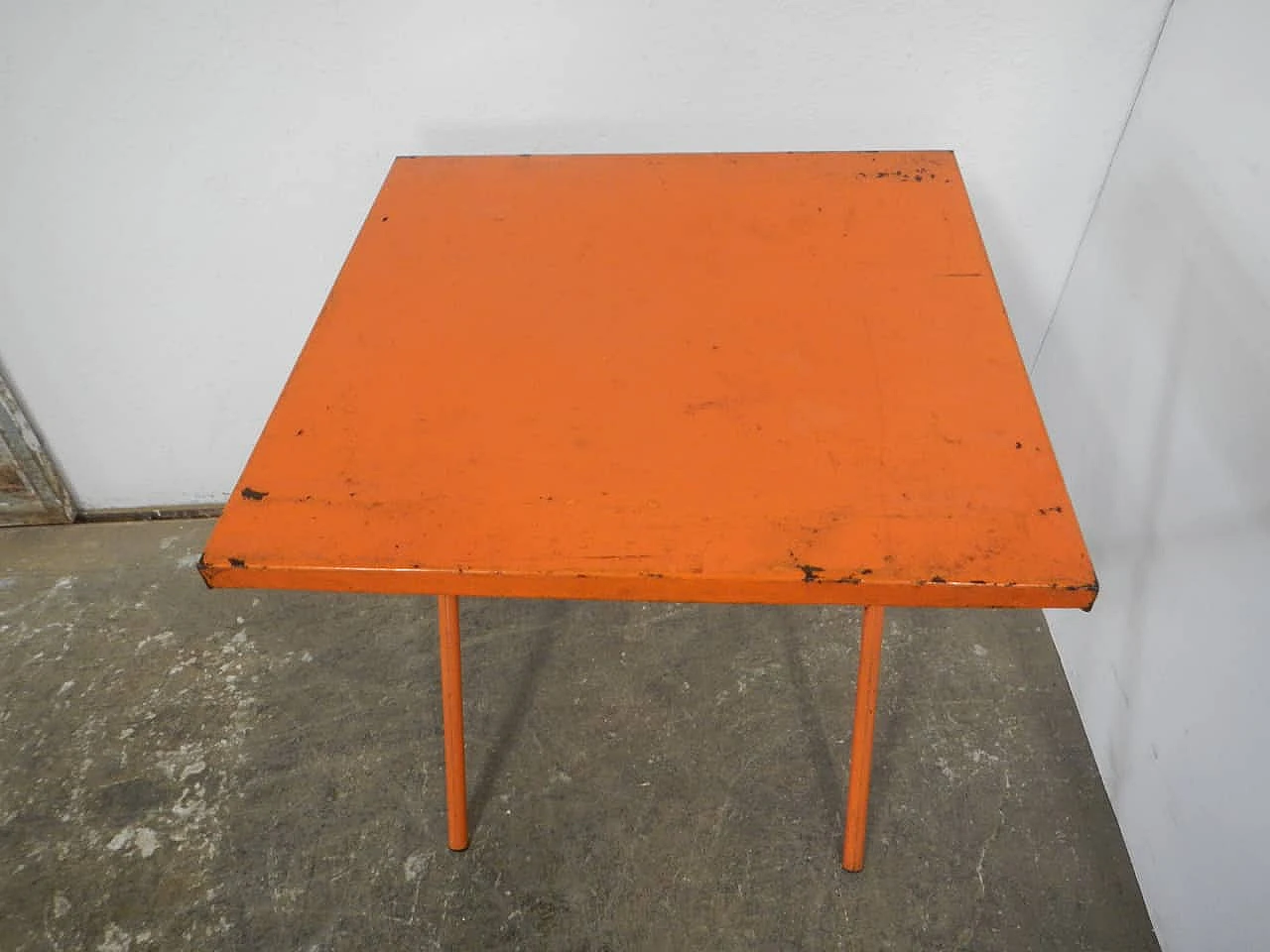 Orange iron folding garden table by Vinante, 1970s 2