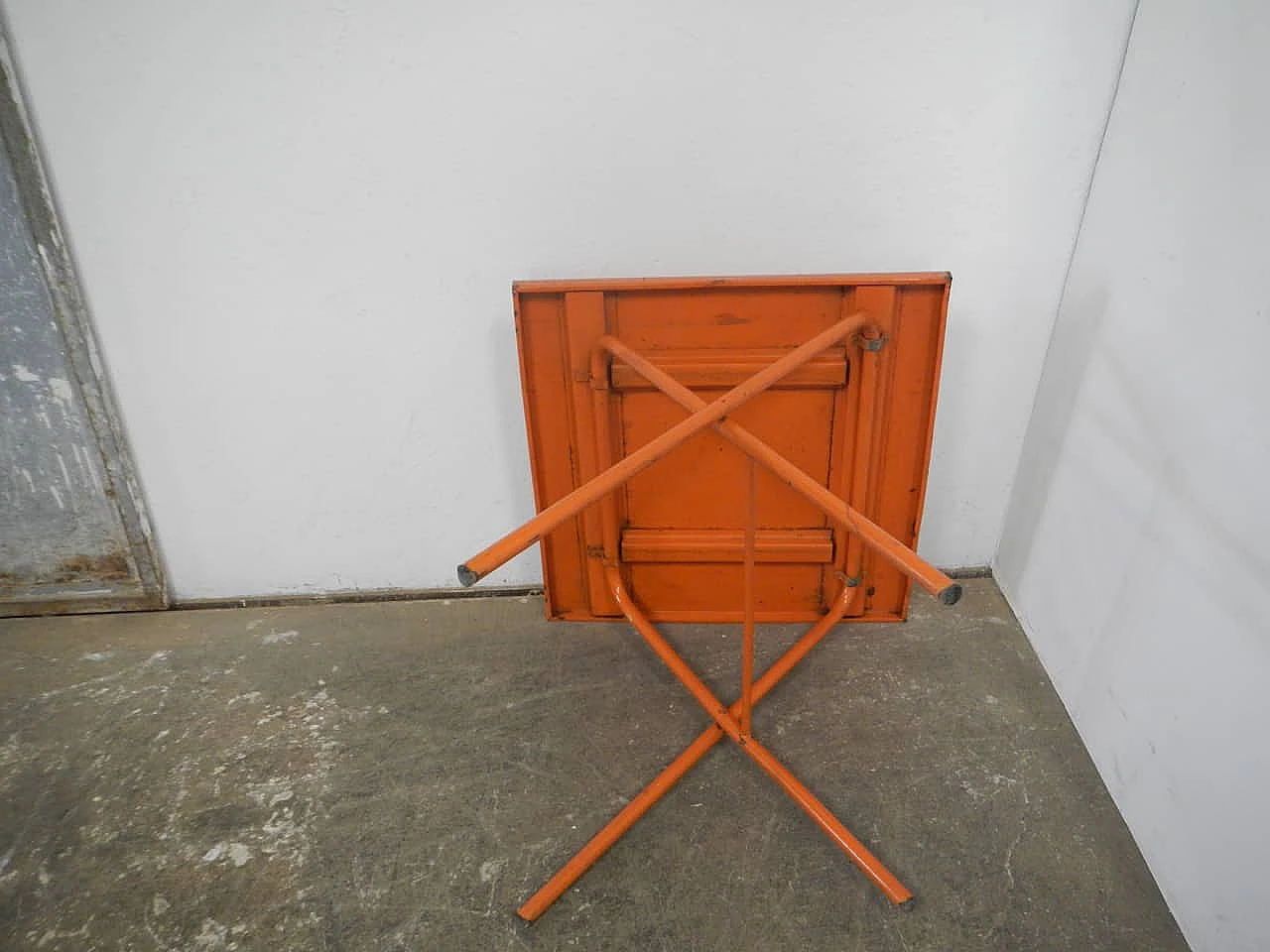 Orange iron folding garden table by Vinante, 1970s 3