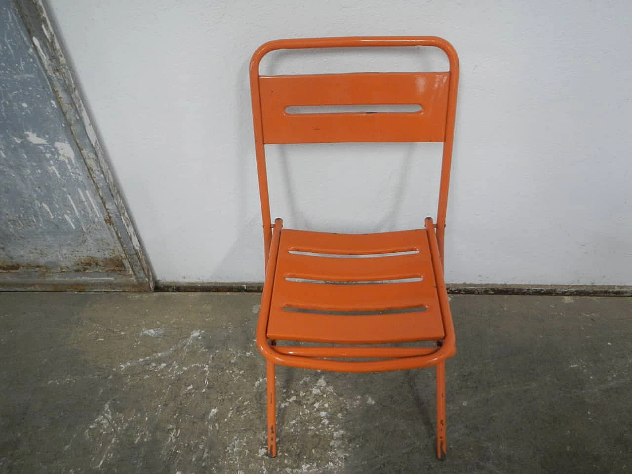 Pair of orange garden folding chairs by Vinante, 1970s 5