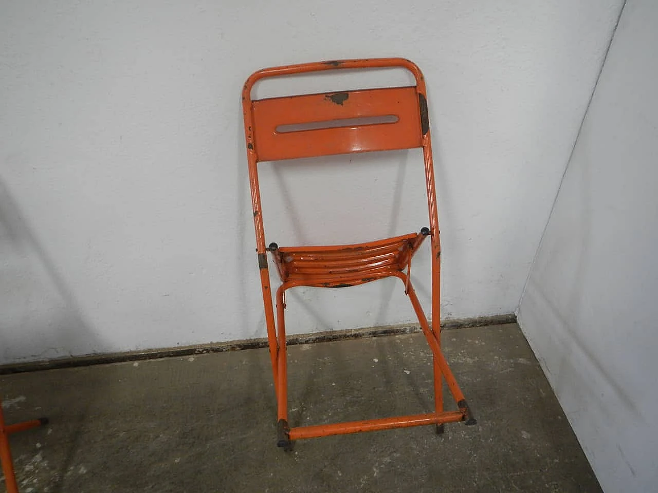 Pair of orange garden folding chairs by Vinante, 1970s 6