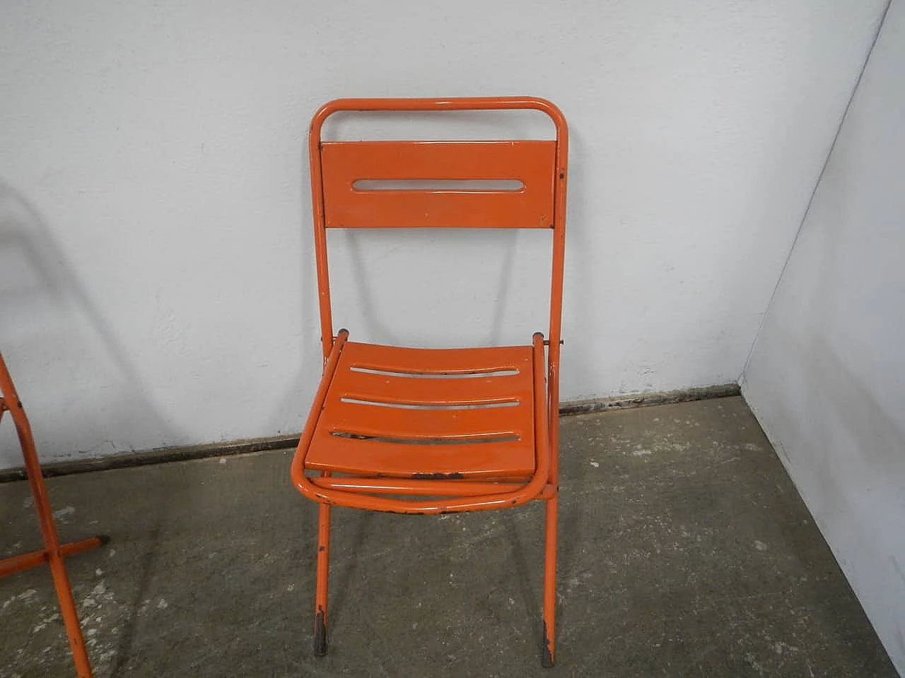 Pair of orange garden folding chairs by Vinante, 1970s 7