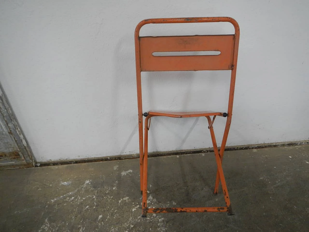 4 Orange iron folding garden chairs by Vinante, 1970s 9