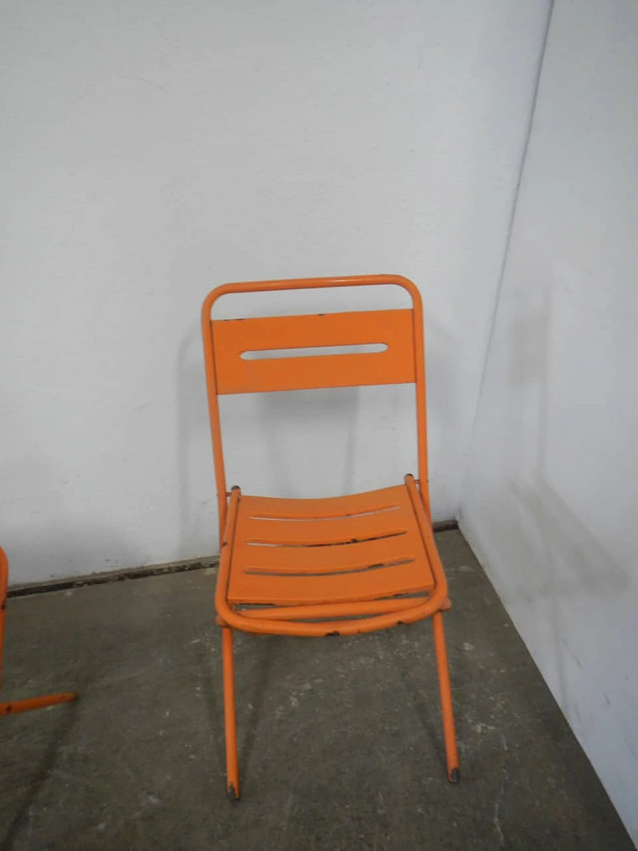 4 Orange folding garden chairs by Vinante, 1970s 3