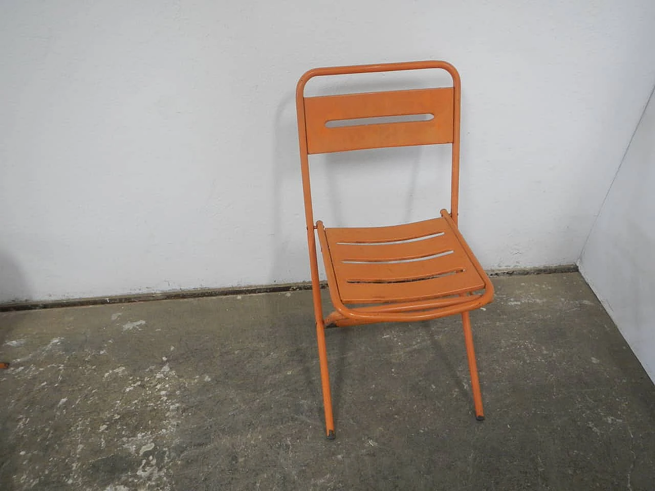 4 Orange folding garden chairs by Vinante, 1970s 7