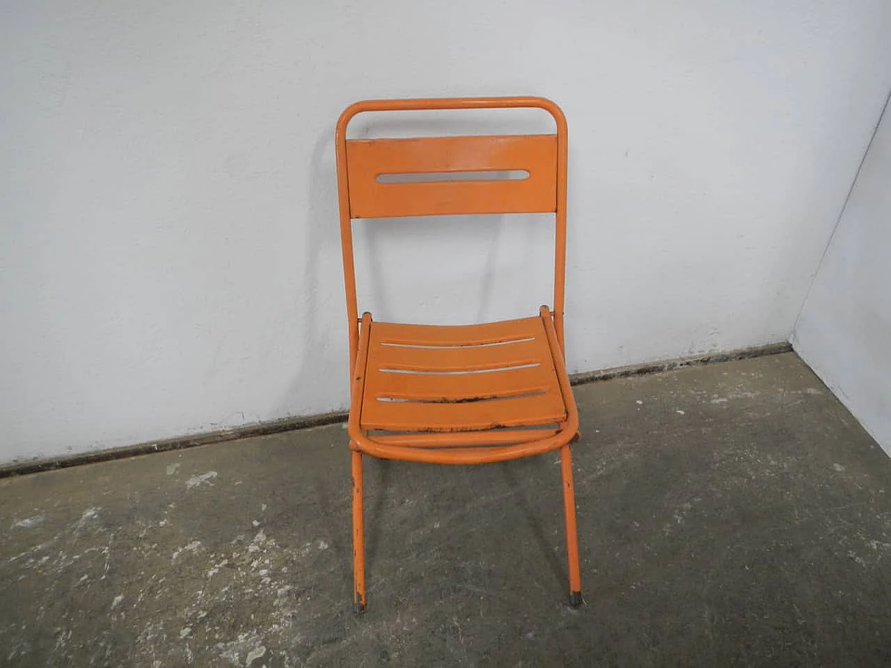 4 Orange folding garden chairs by Vinante, 1970s 9