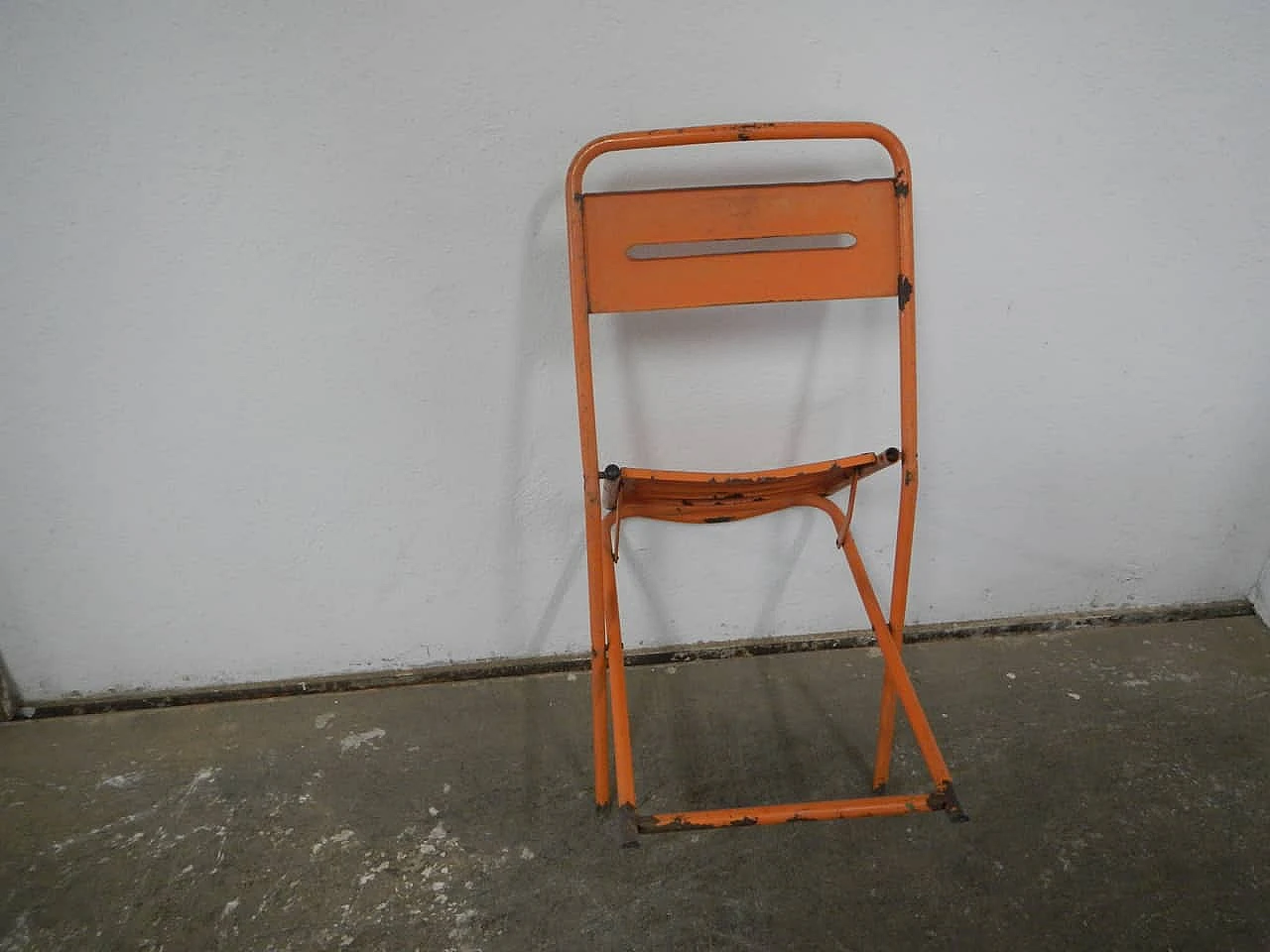 4 Orange folding garden chairs by Vinante, 1970s 10