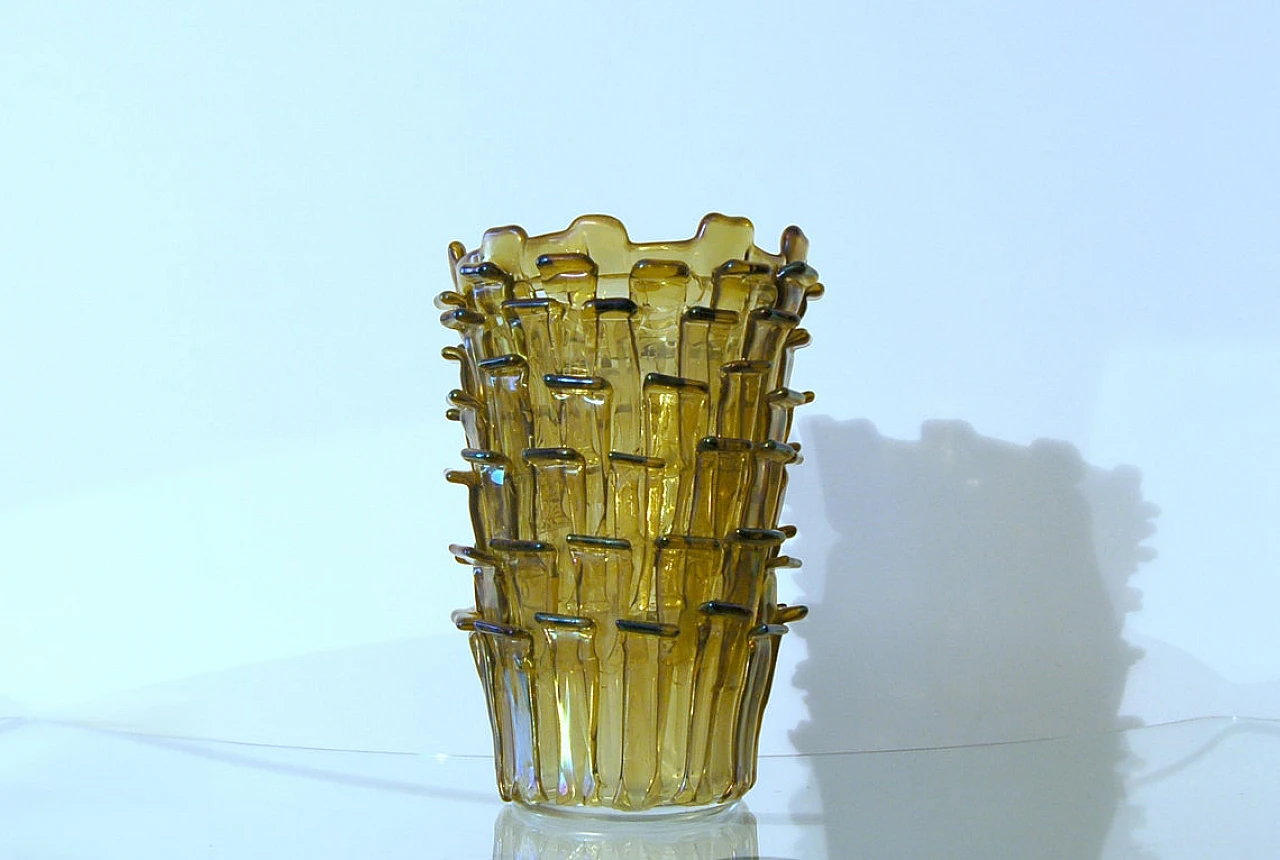 Straw yellow Ritagli vase by Fulvio Bianconi for Venini, 2002 1