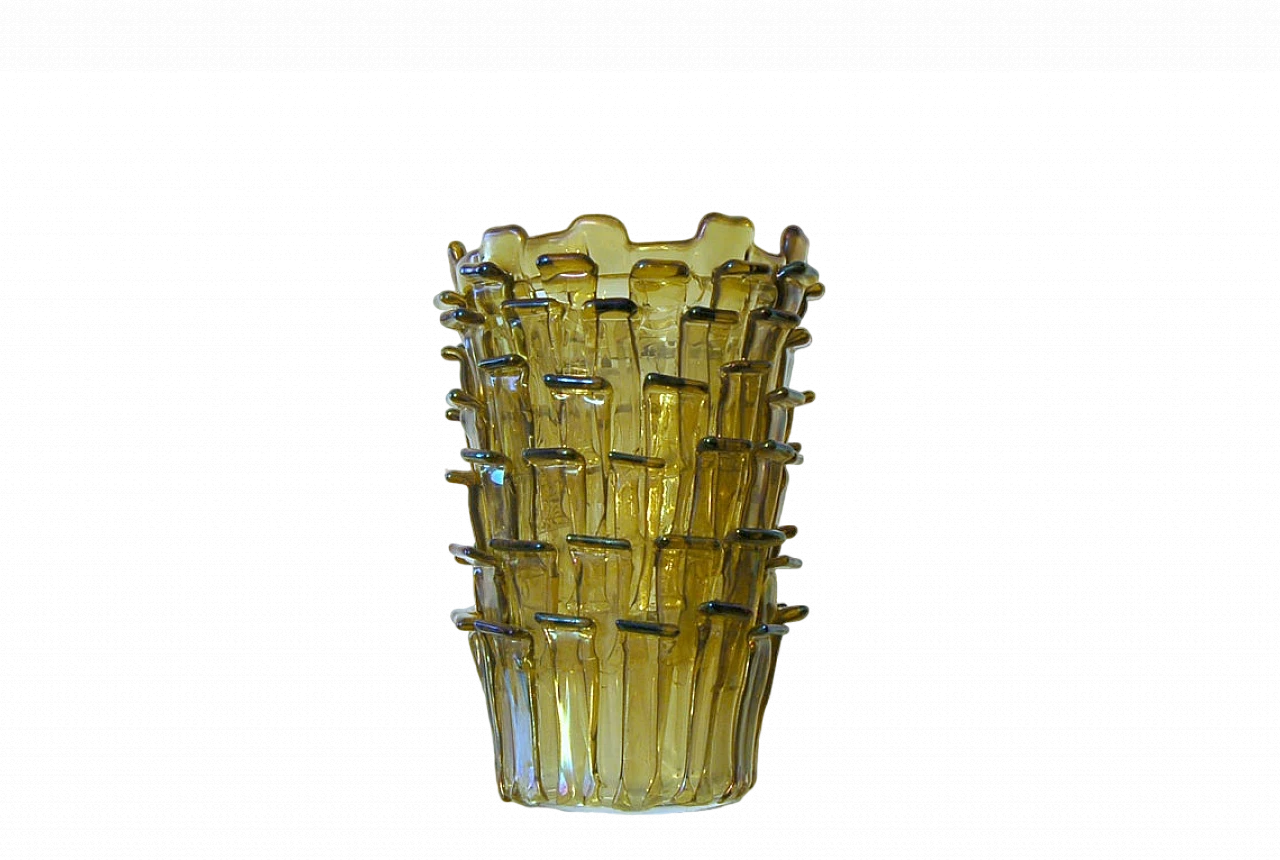 Straw yellow Ritagli vase by Fulvio Bianconi for Venini, 2002 2