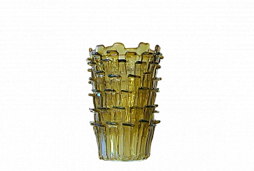 Straw yellow Ritagli vase by Fulvio Bianconi for Venini, 2002