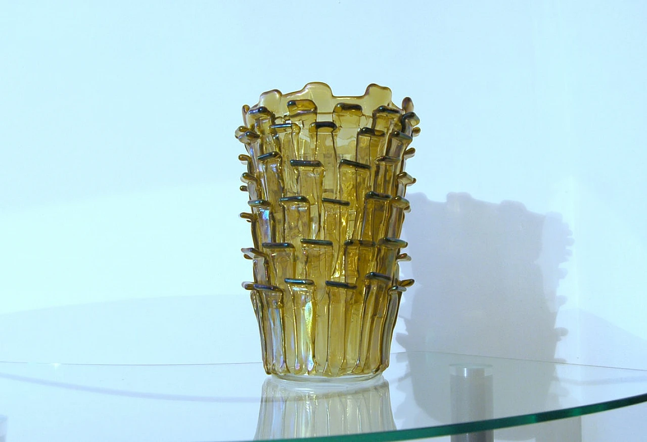 Straw yellow Ritagli vase by Fulvio Bianconi for Venini, 2002 4