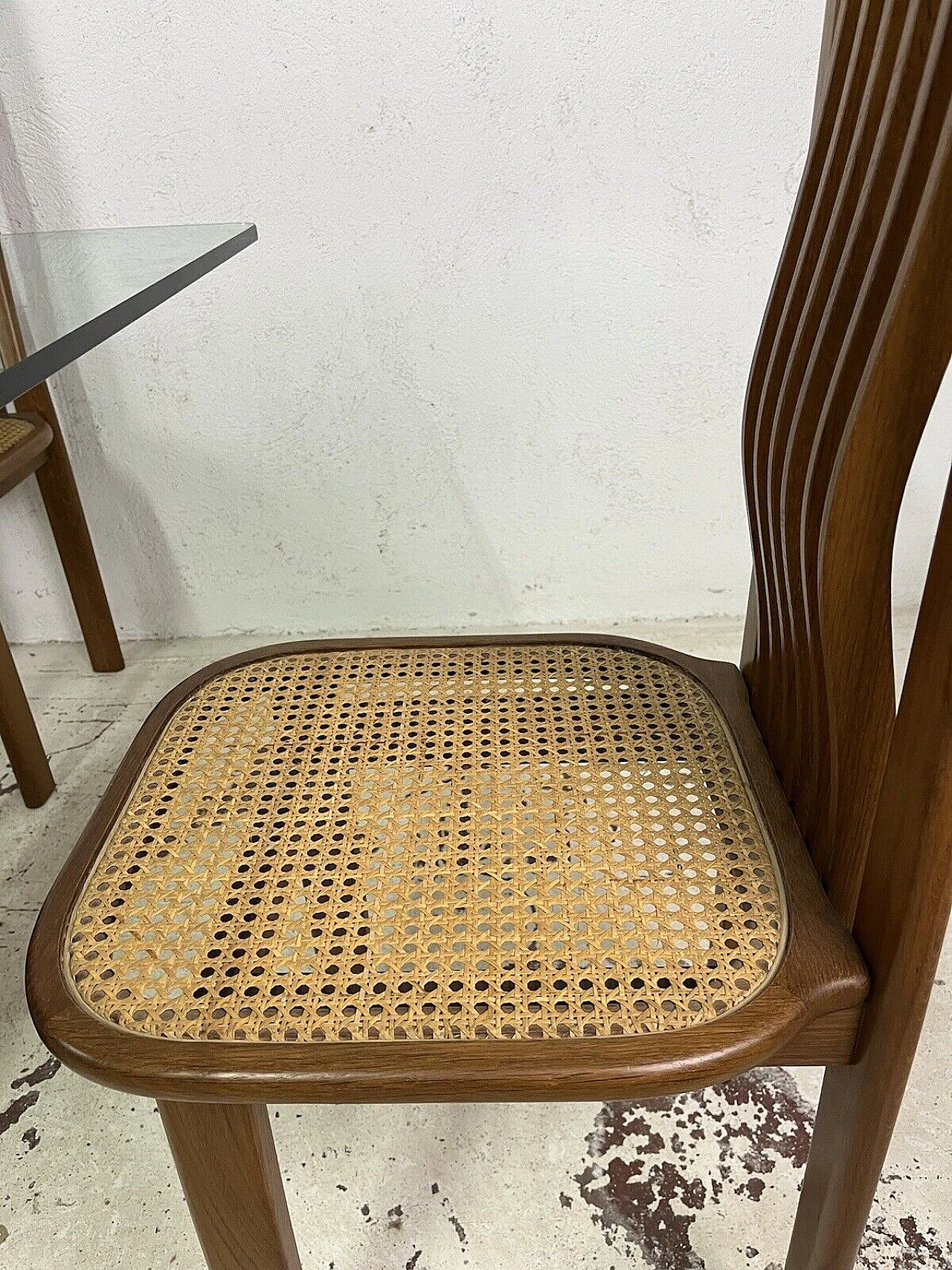 4 Chairs and table in maple, Vienna straw and glass, 1970s 9