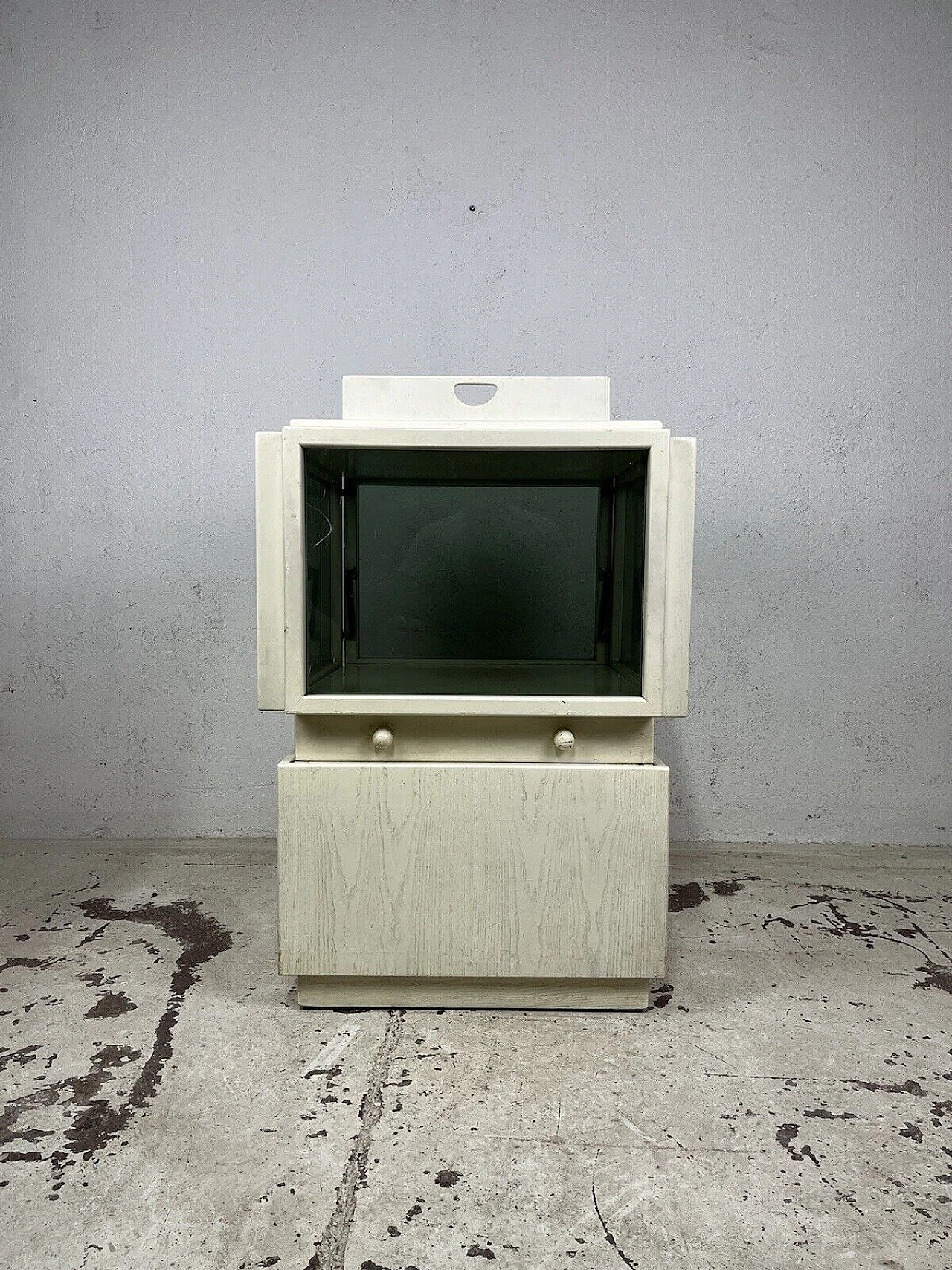 White wood and glass bar cabinet by Frattini for Bernini, 1960s 18