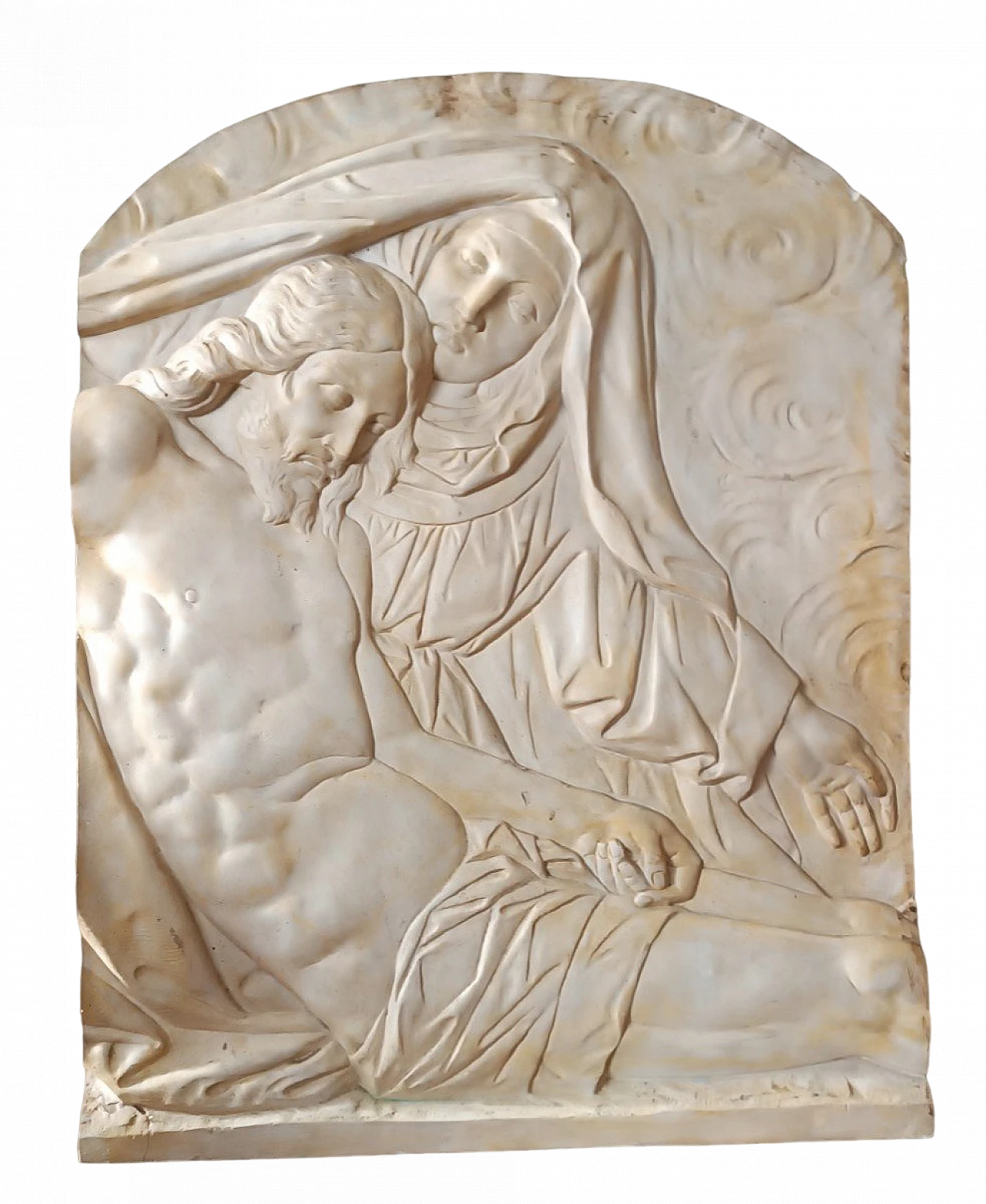 Majolica stucco bas-relief with Madonna and Christ 10