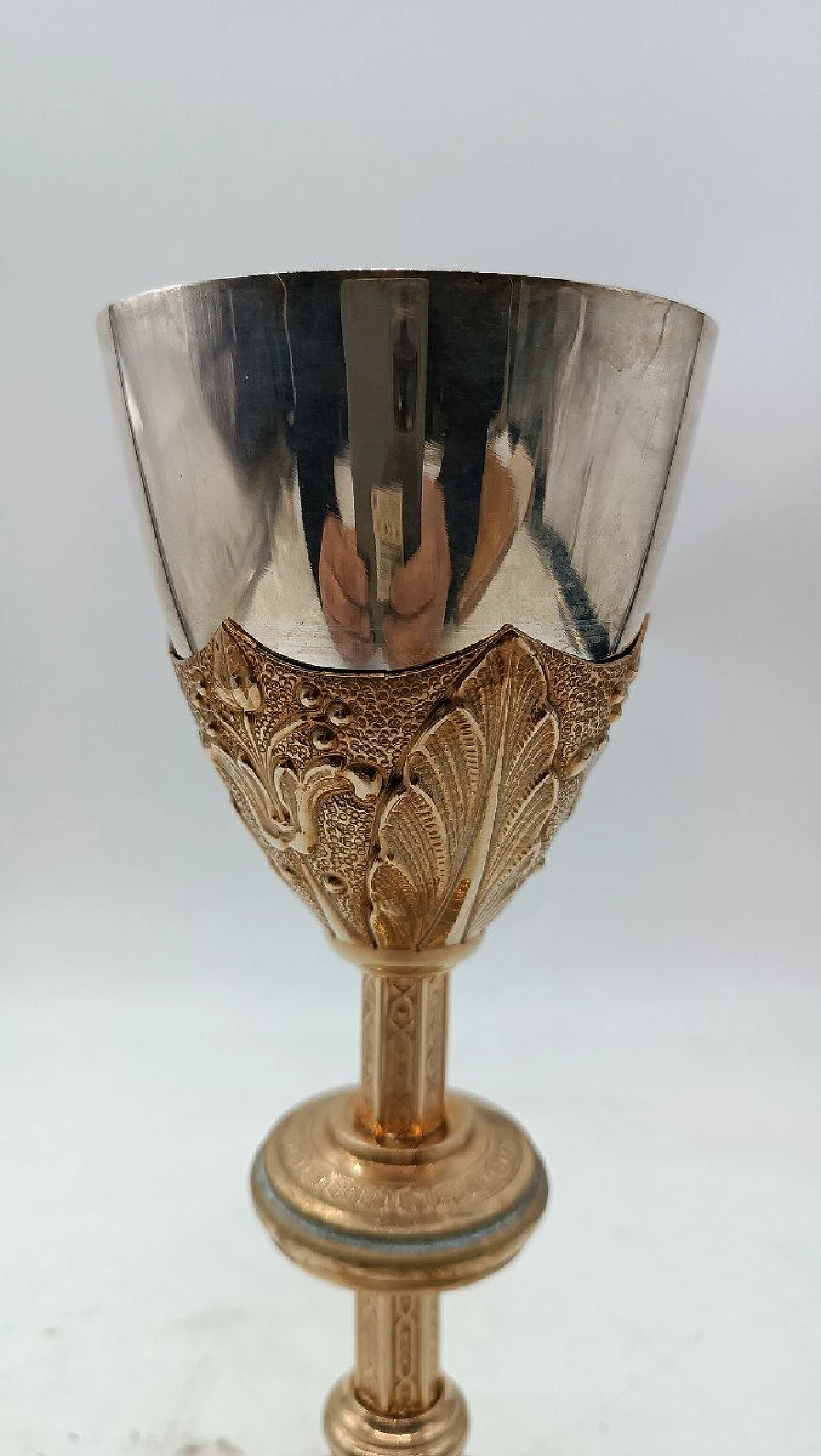 Gothic-style silver and brass chalice with paten 2