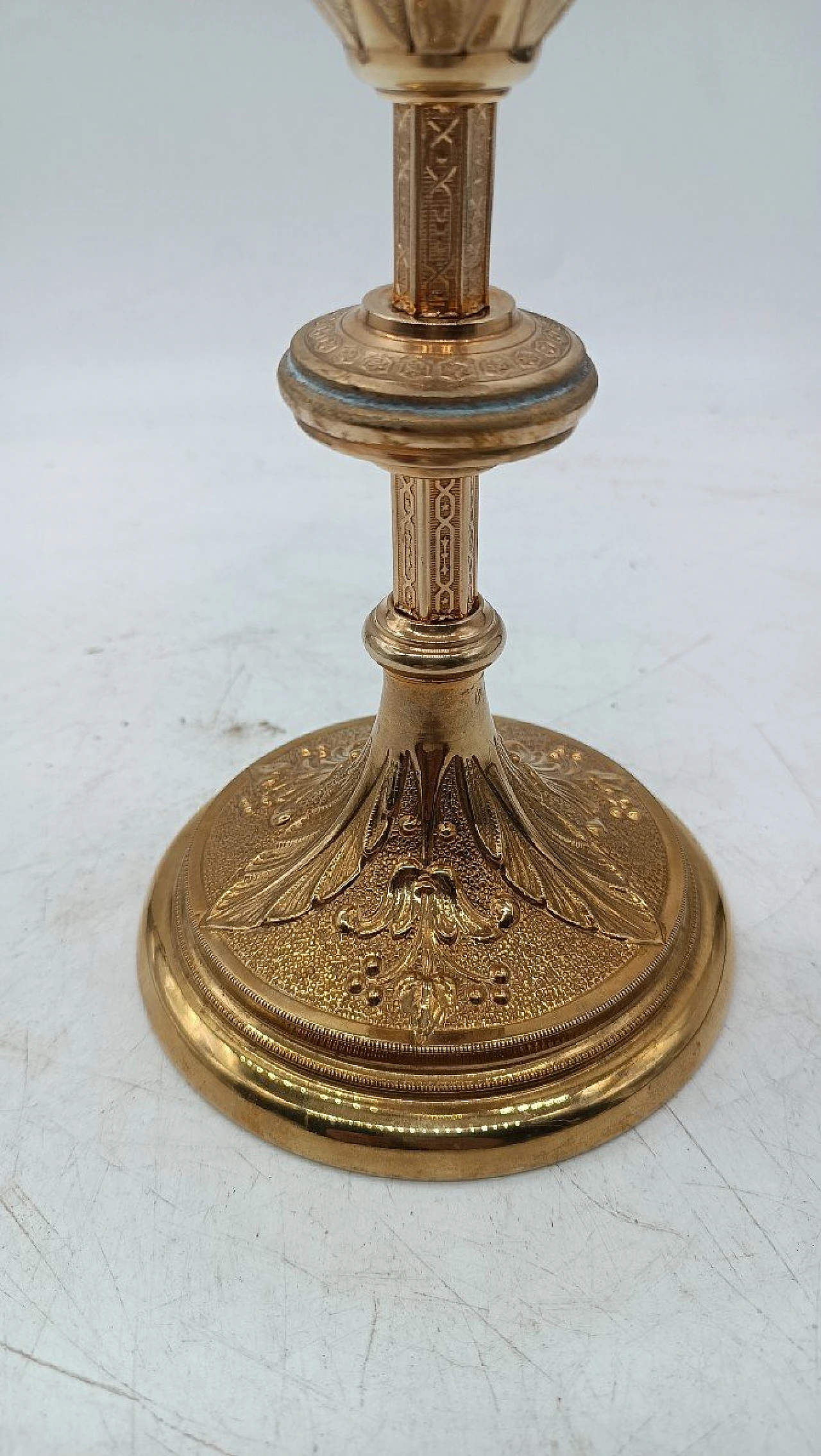 Gothic-style silver and brass chalice with paten 6