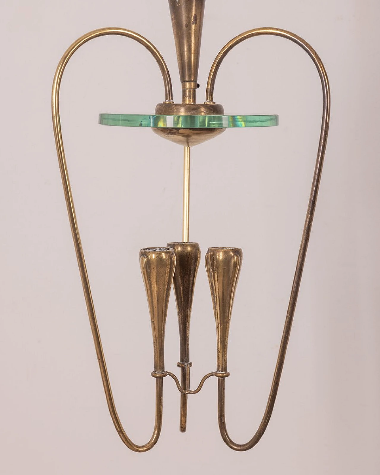 Ceiling lamp in brass & crystal by P. Chiesa for Fontana Arte, 1940s 1