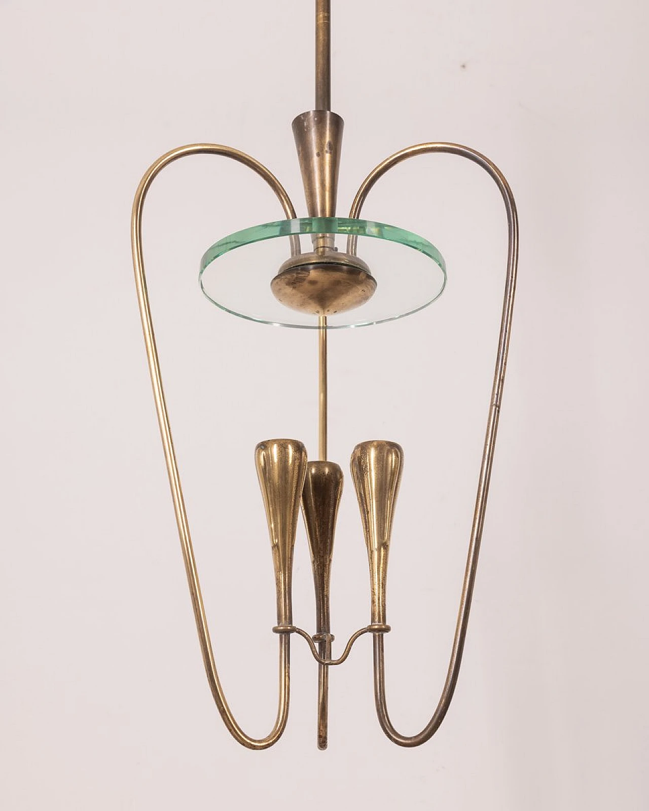 Ceiling lamp in brass & crystal by P. Chiesa for Fontana Arte, 1940s 2