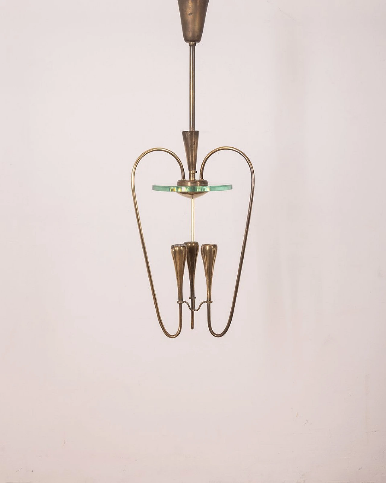 Ceiling lamp in brass & crystal by P. Chiesa for Fontana Arte, 1940s 3