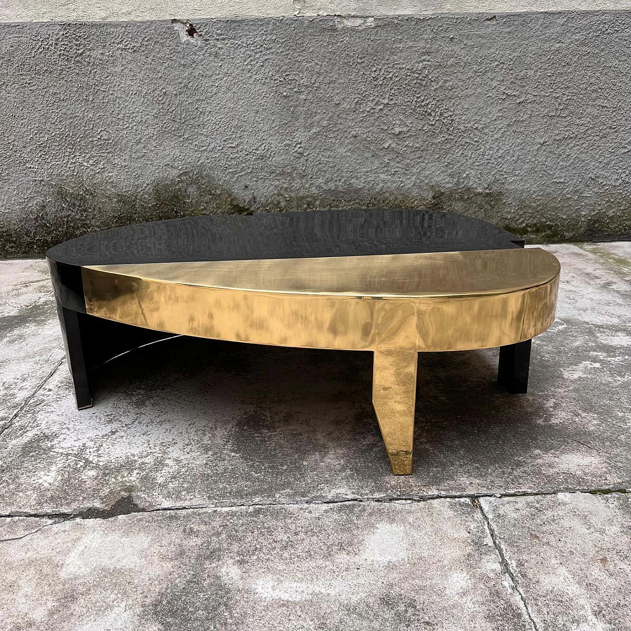 Café coffee table in iron and brass by Alberto Tonni, 1990s 2