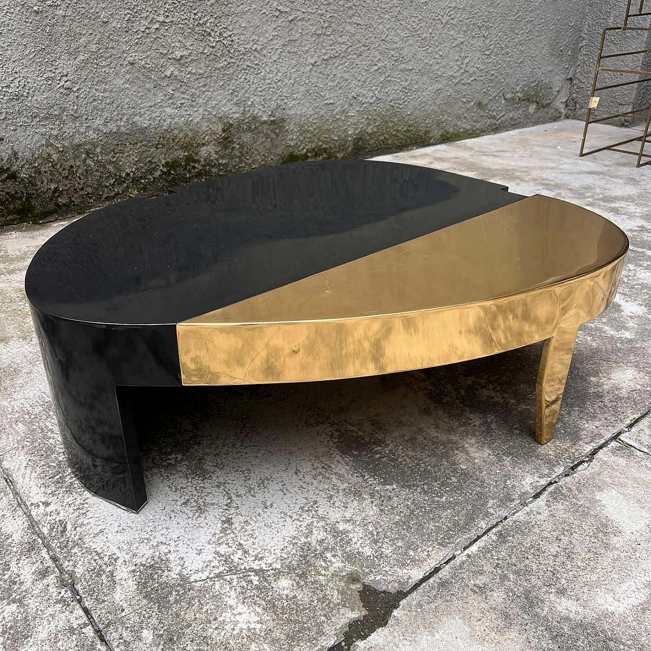 Café coffee table in iron and brass by Alberto Tonni, 1990s 3