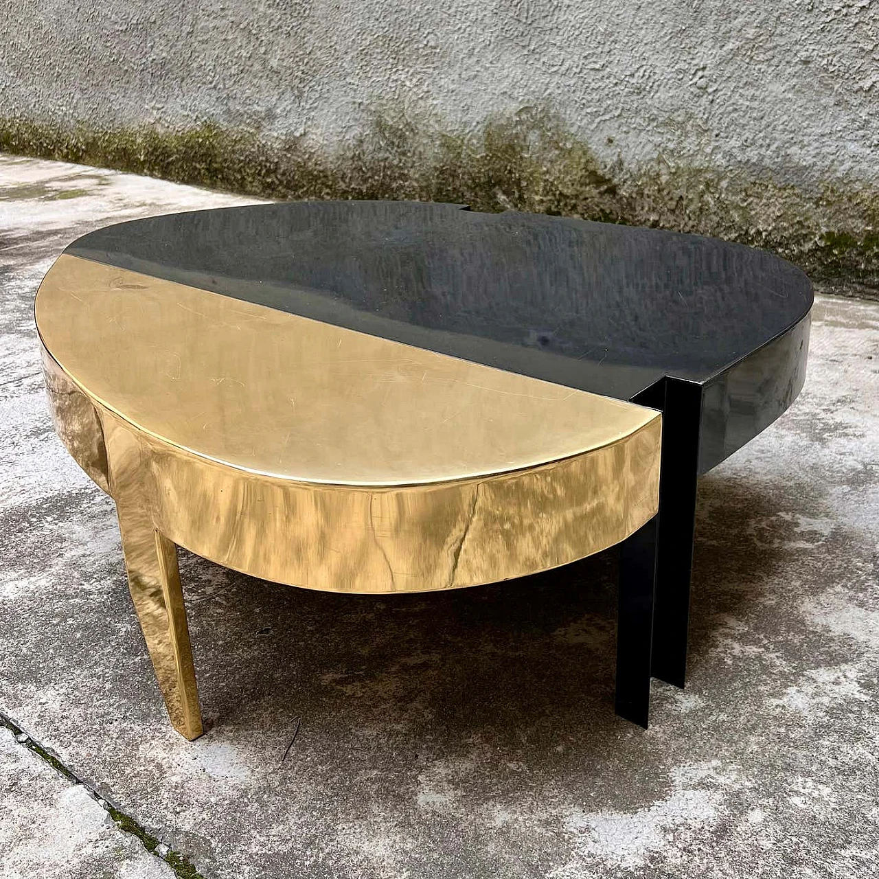 Café coffee table in iron and brass by Alberto Tonni, 1990s 4