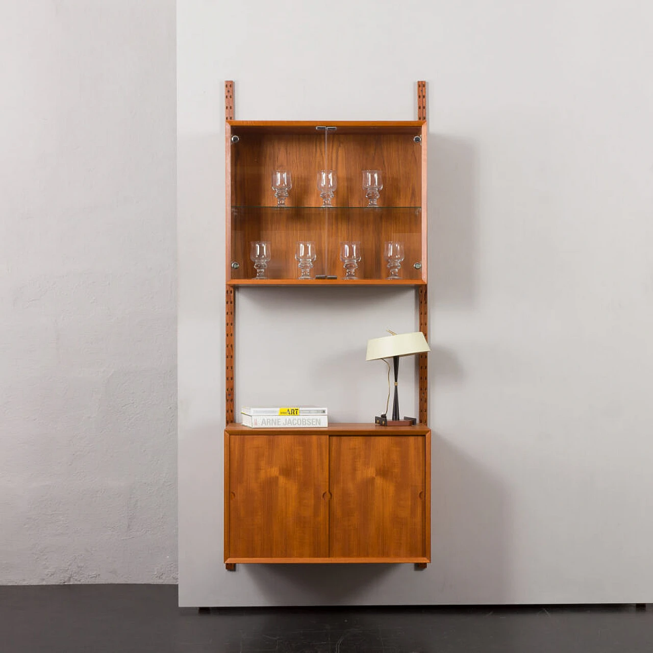 Danish teak wall bookcase by Poul Cadovius, 1960s 1