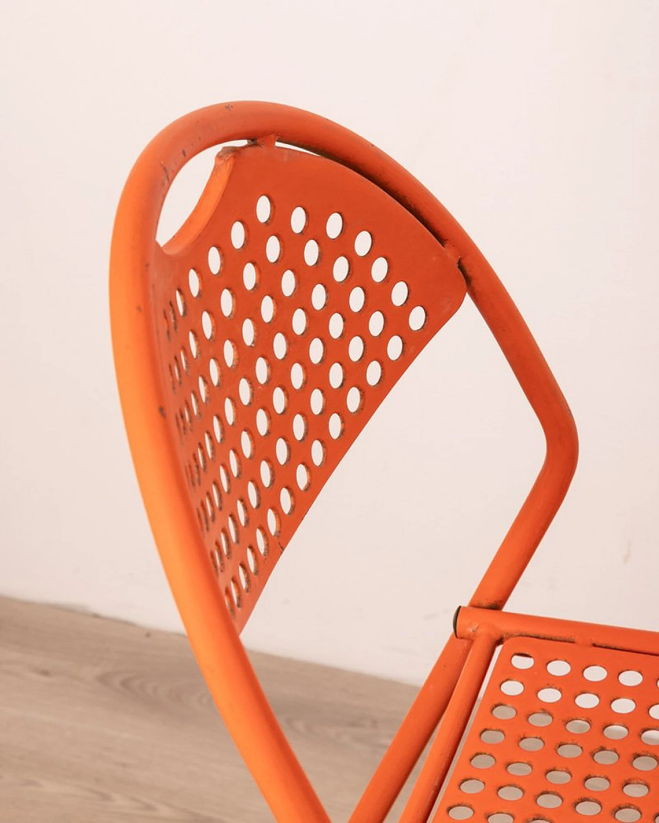 Pair of orange garden chairs in iron, 1970s 6