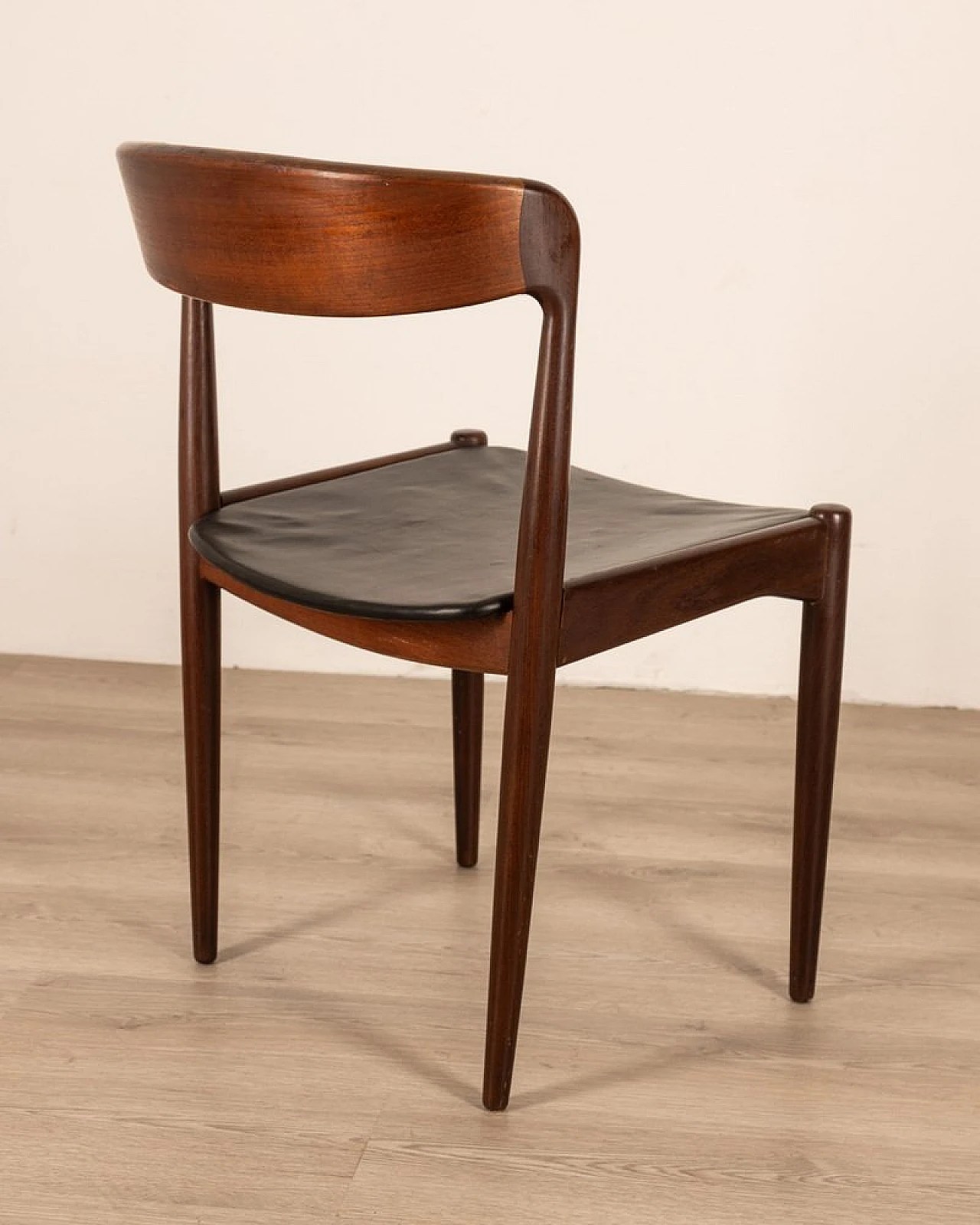 Pair of teak and black leather chairs by Arne Hovmand Olsen, 1950s 4