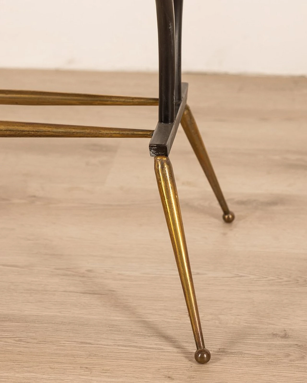 Coffee table in brass & metal with oval marble top, 1960s 5