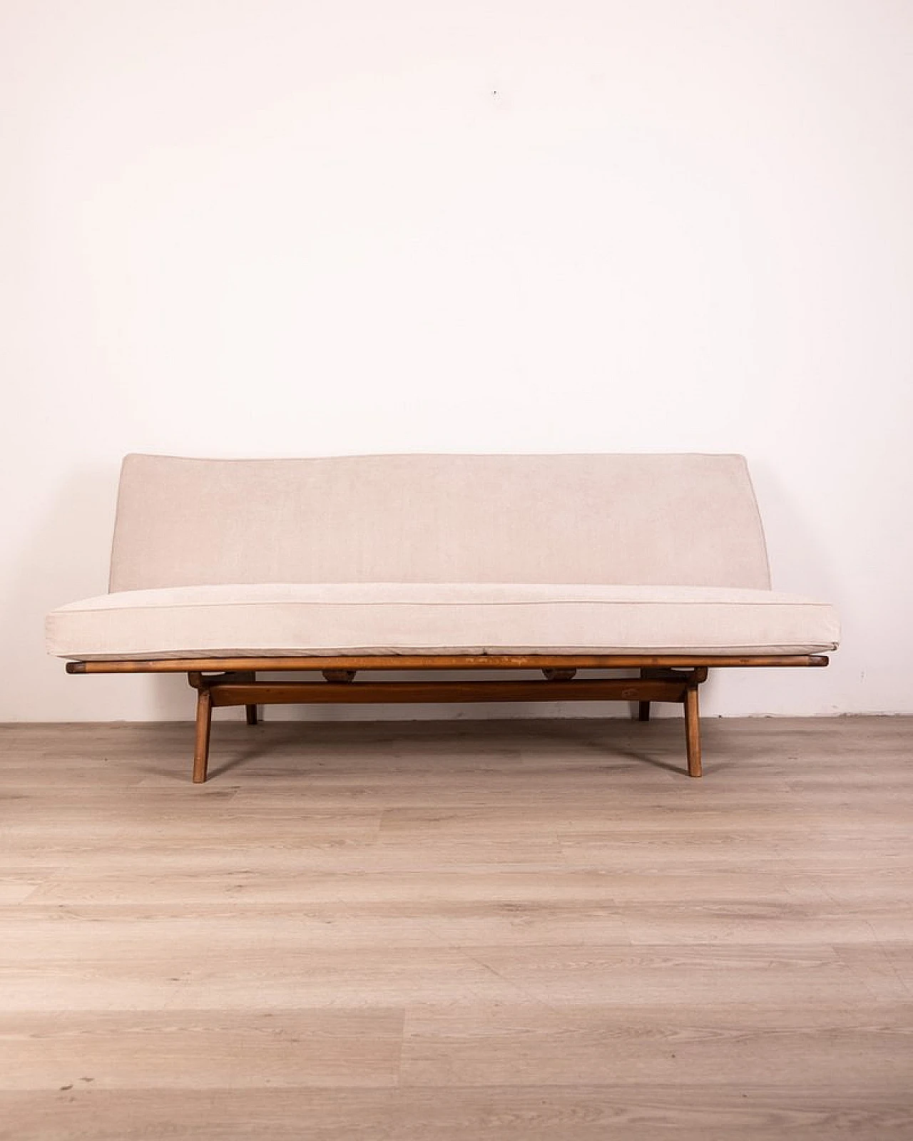 Danish sofa with teak frame and grey fabric, 1960s 1