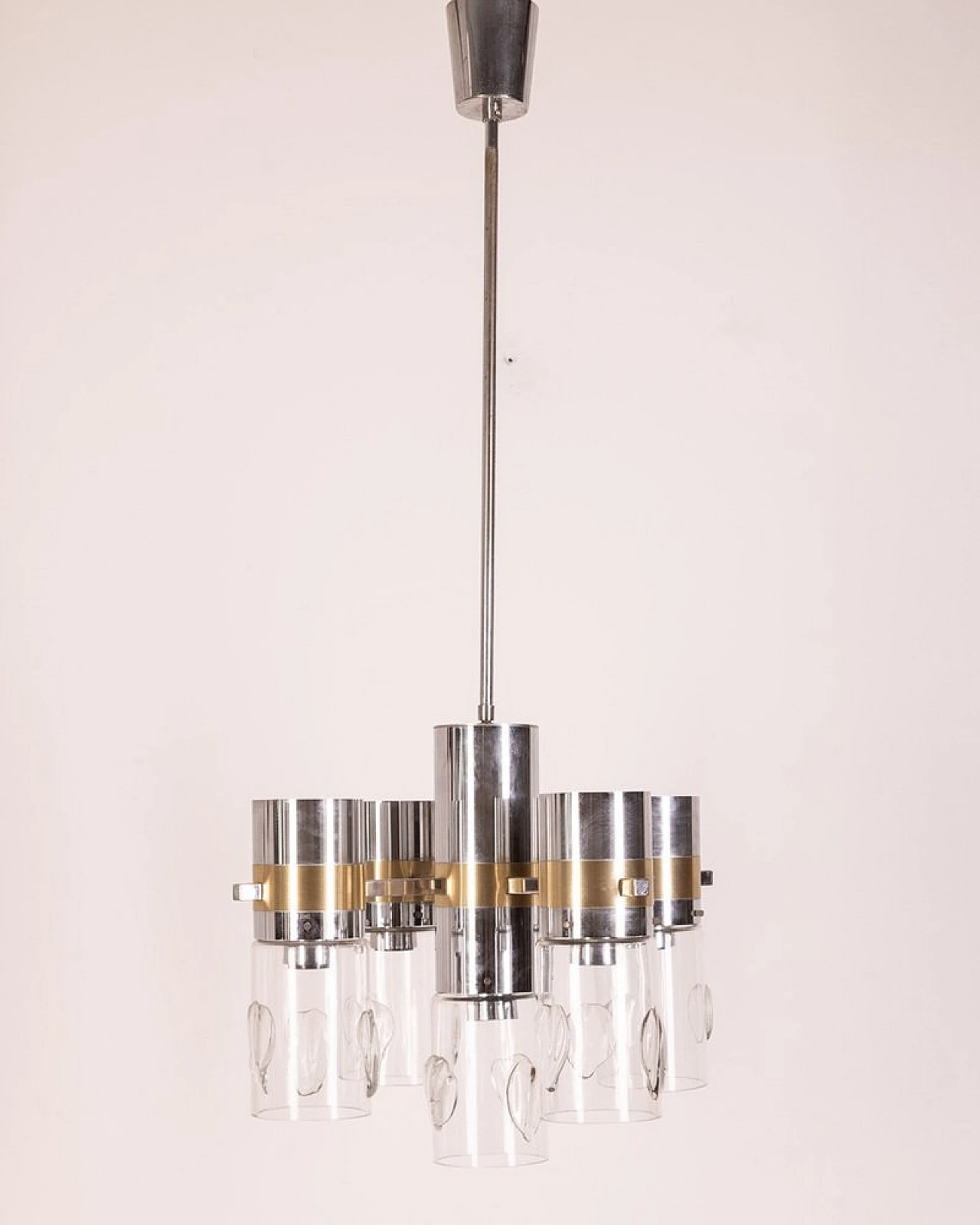 Ceiling lamp in metal and glass by Gaetano Sciolari, 1970s 1