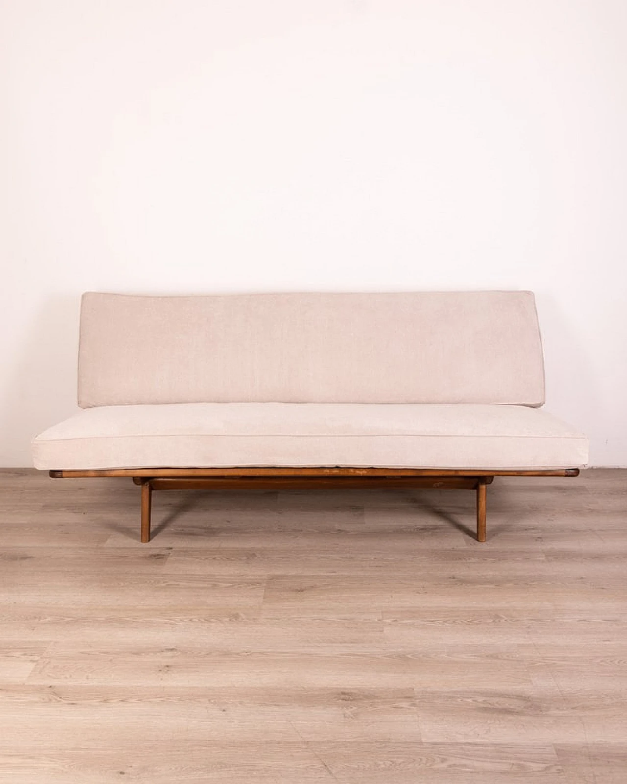 Danish sofa with teak frame and grey fabric, 1960s 4