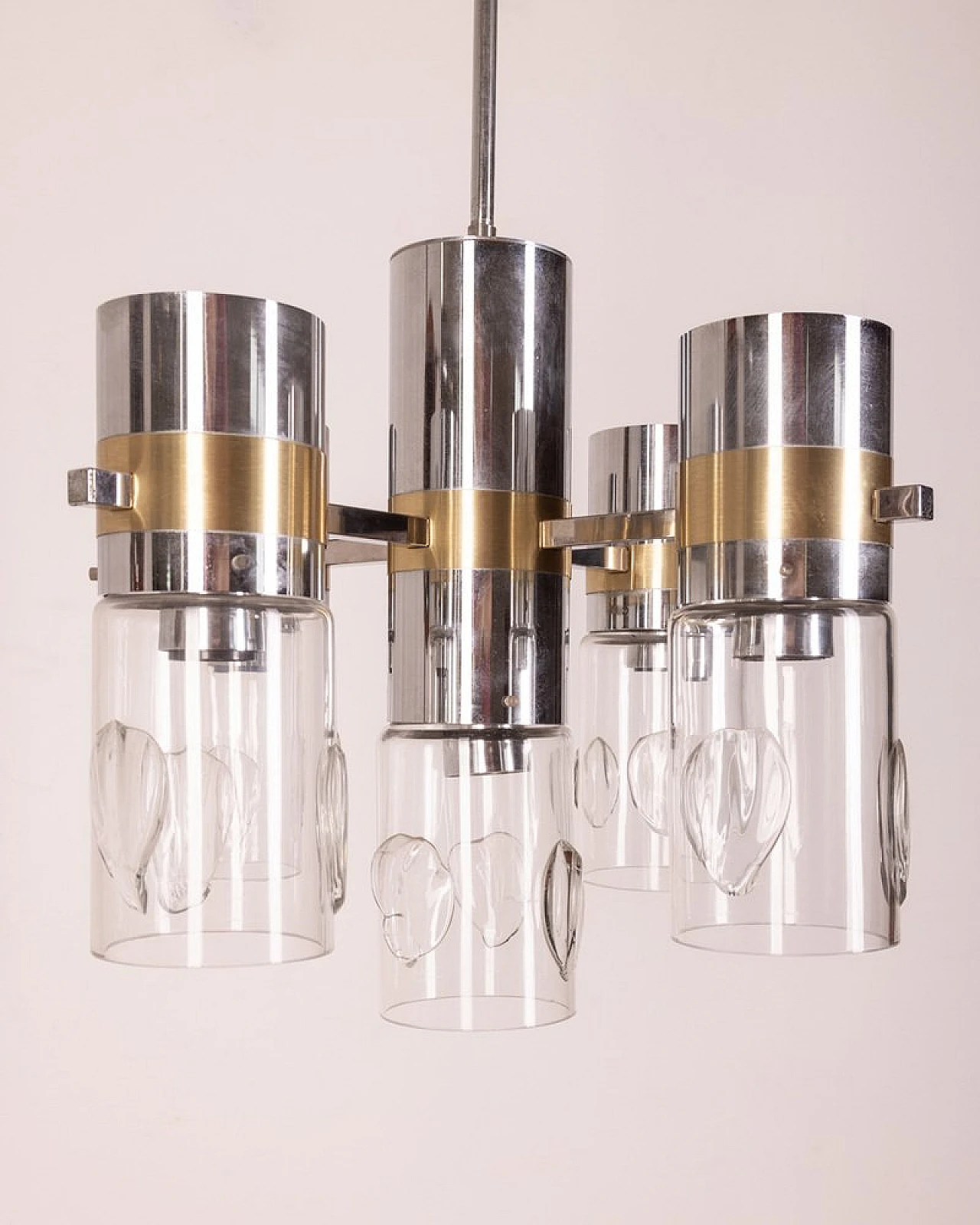 Ceiling lamp in metal and glass by Gaetano Sciolari, 1970s 4