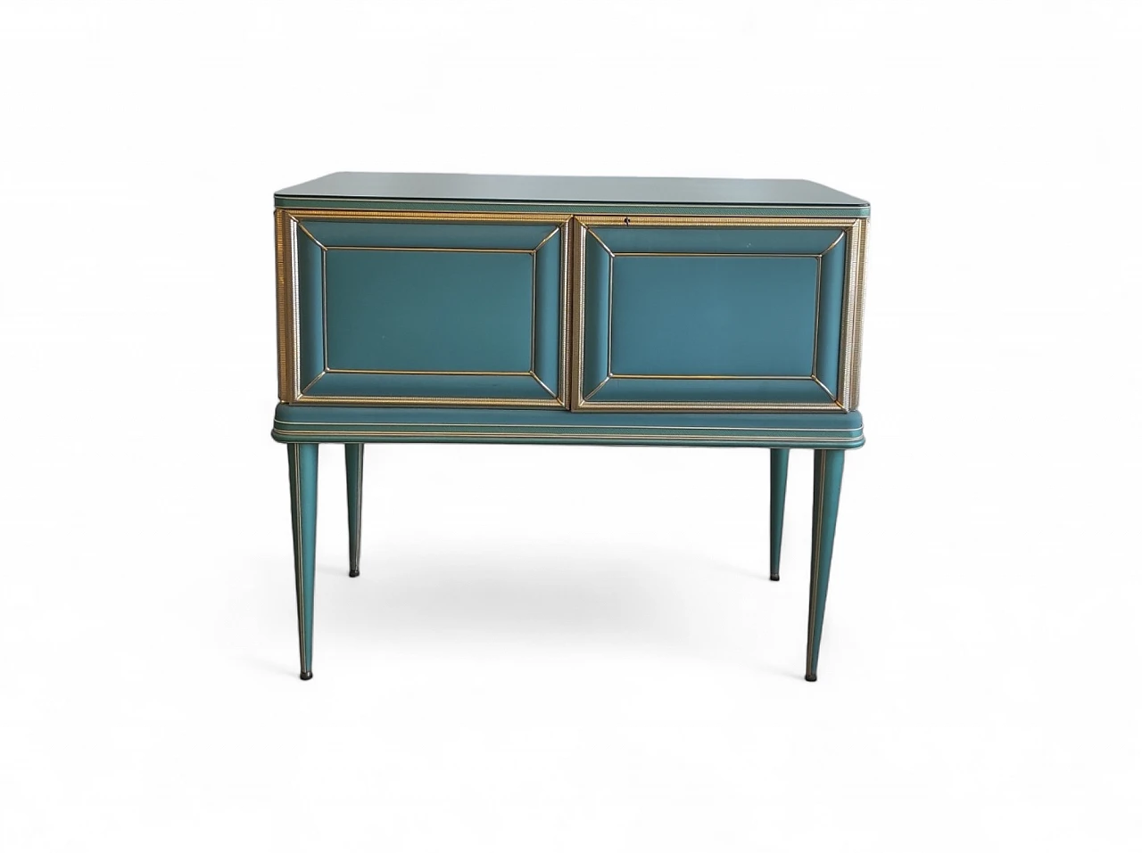 Credenza in vinile, alluminio e vetro di Umberto Mascagni, anni '50 1