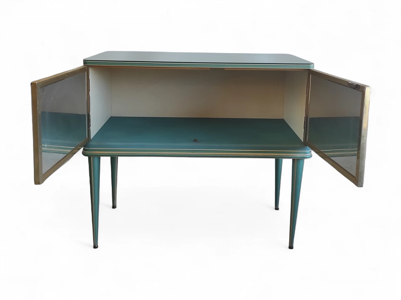 Credenza in vinile, alluminio e vetro di Umberto Mascagni, anni '50 2