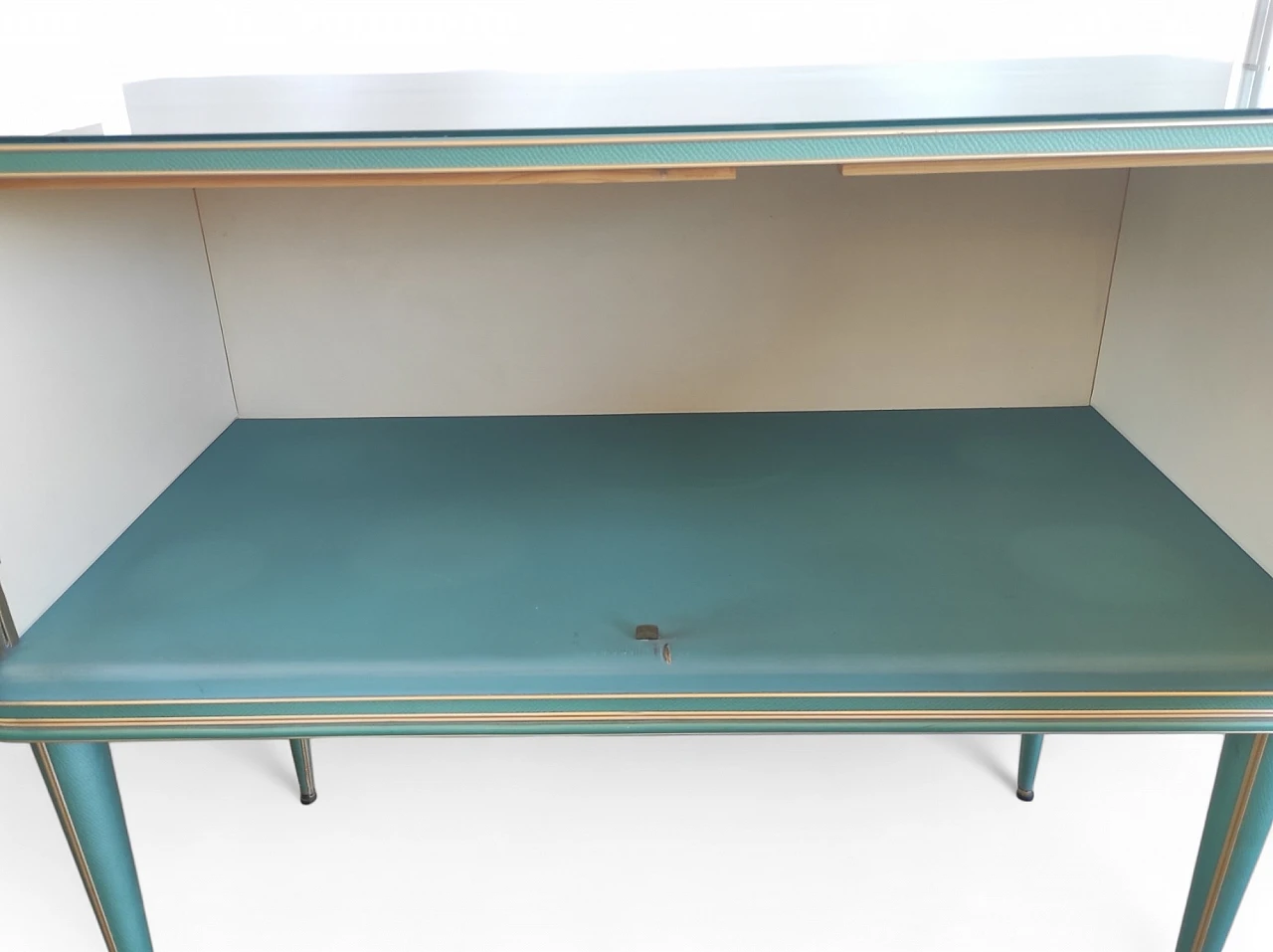 Credenza in vinile, alluminio e vetro di Umberto Mascagni, anni '50 4