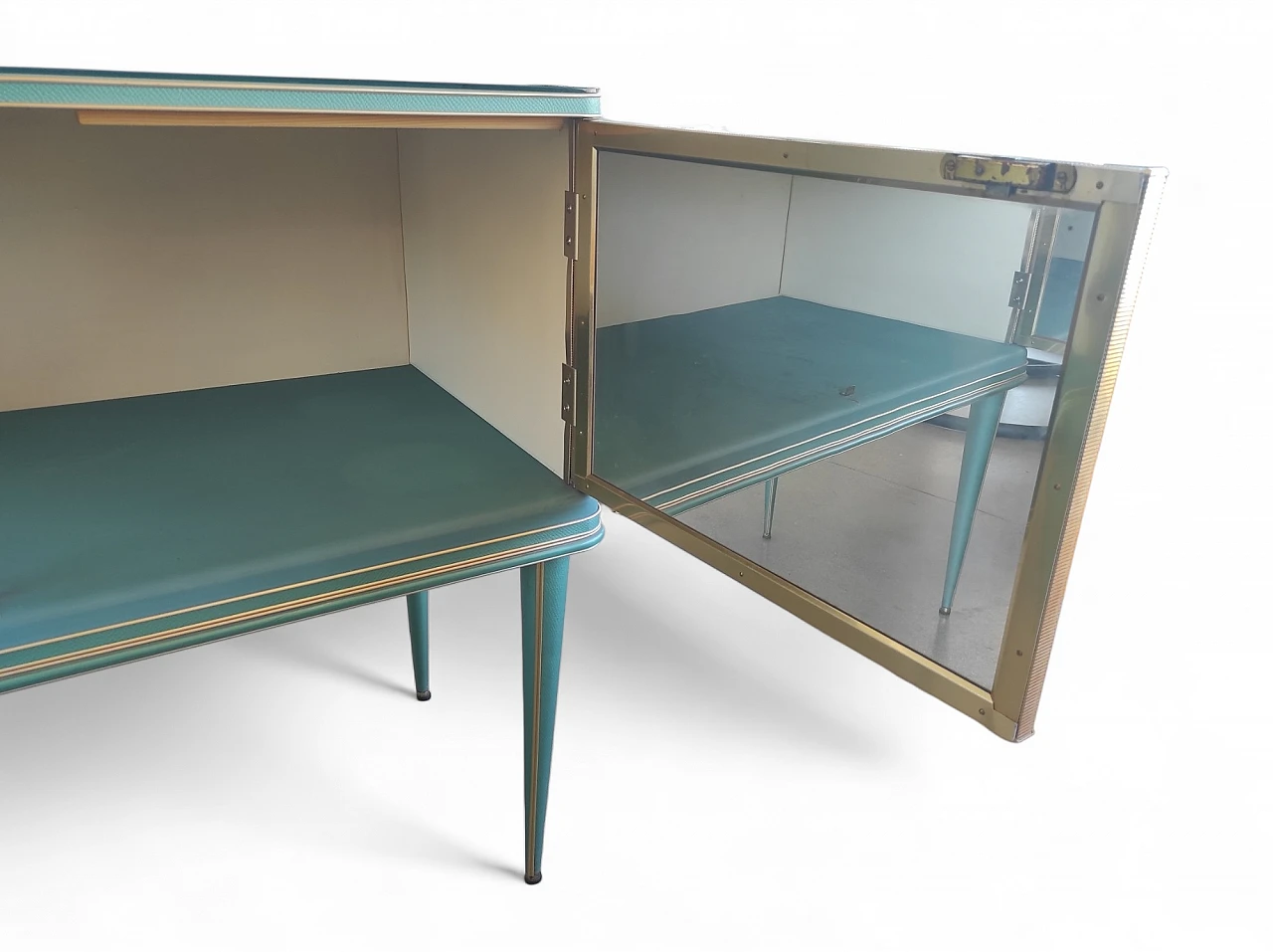 Vinyl, aluminum and glass sideboard by Umberto Mascagni, 1950s 5