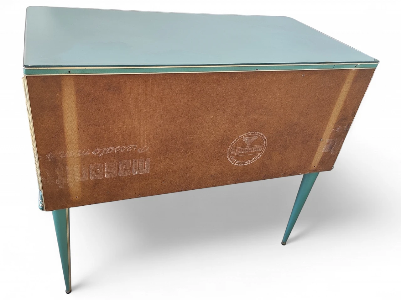 Credenza in vinile, alluminio e vetro di Umberto Mascagni, anni '50 10