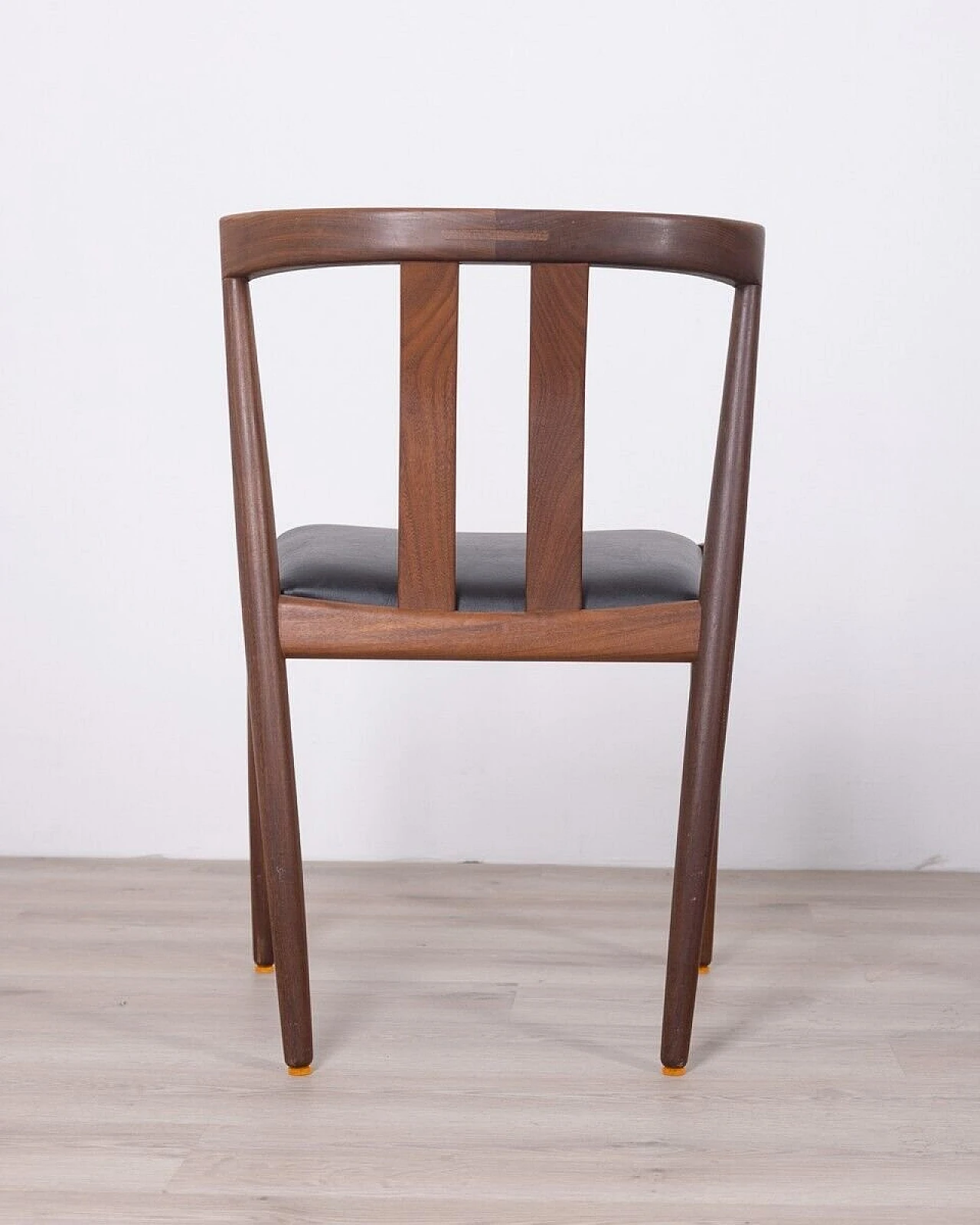 Pair of danish chairs in teak with black leather seat, 1960s 4