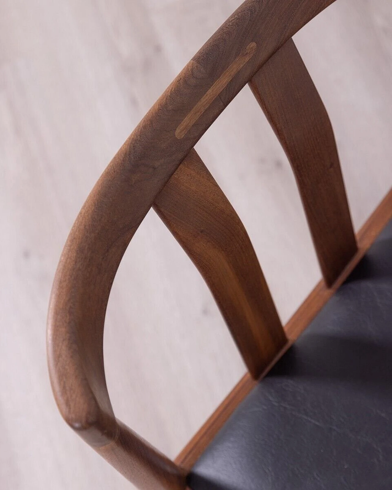 Pair of danish chairs in teak with black leather seat, 1960s 7