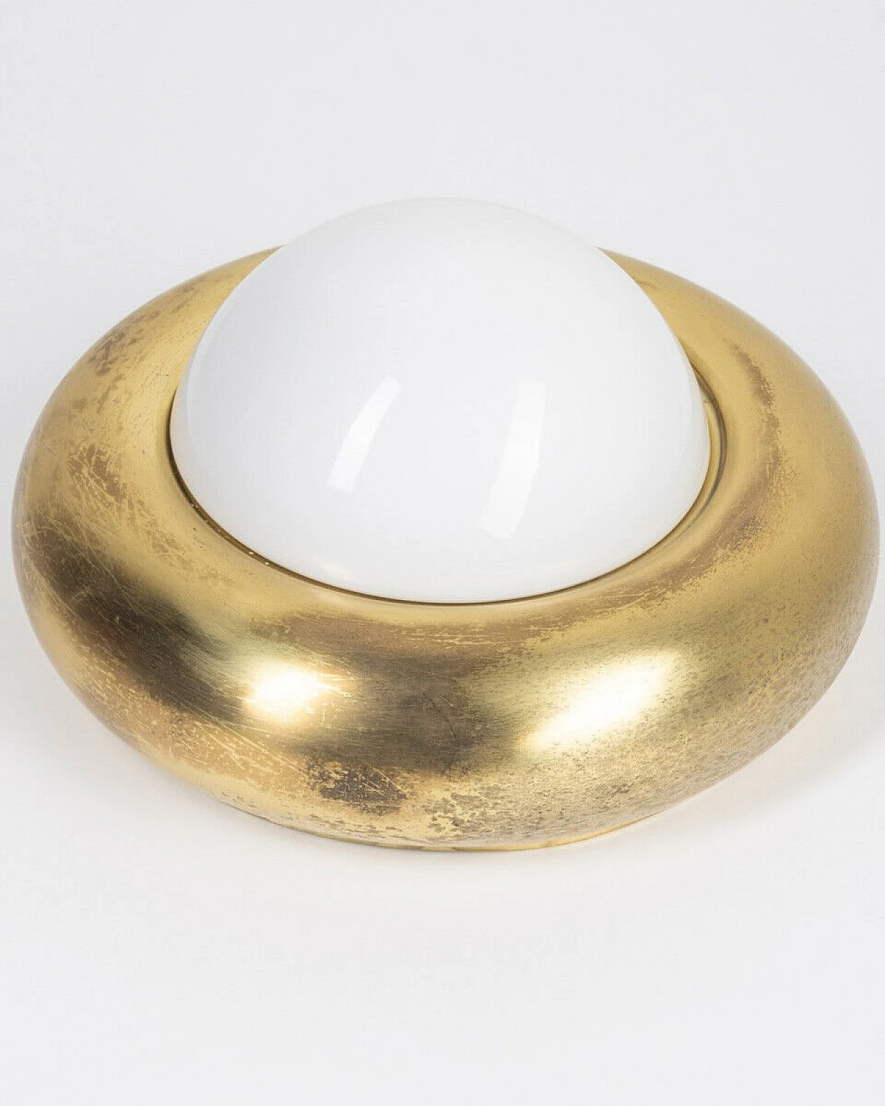 Ceiling lamp in gilded metal and glass by Valenti Luce, 1960s 4