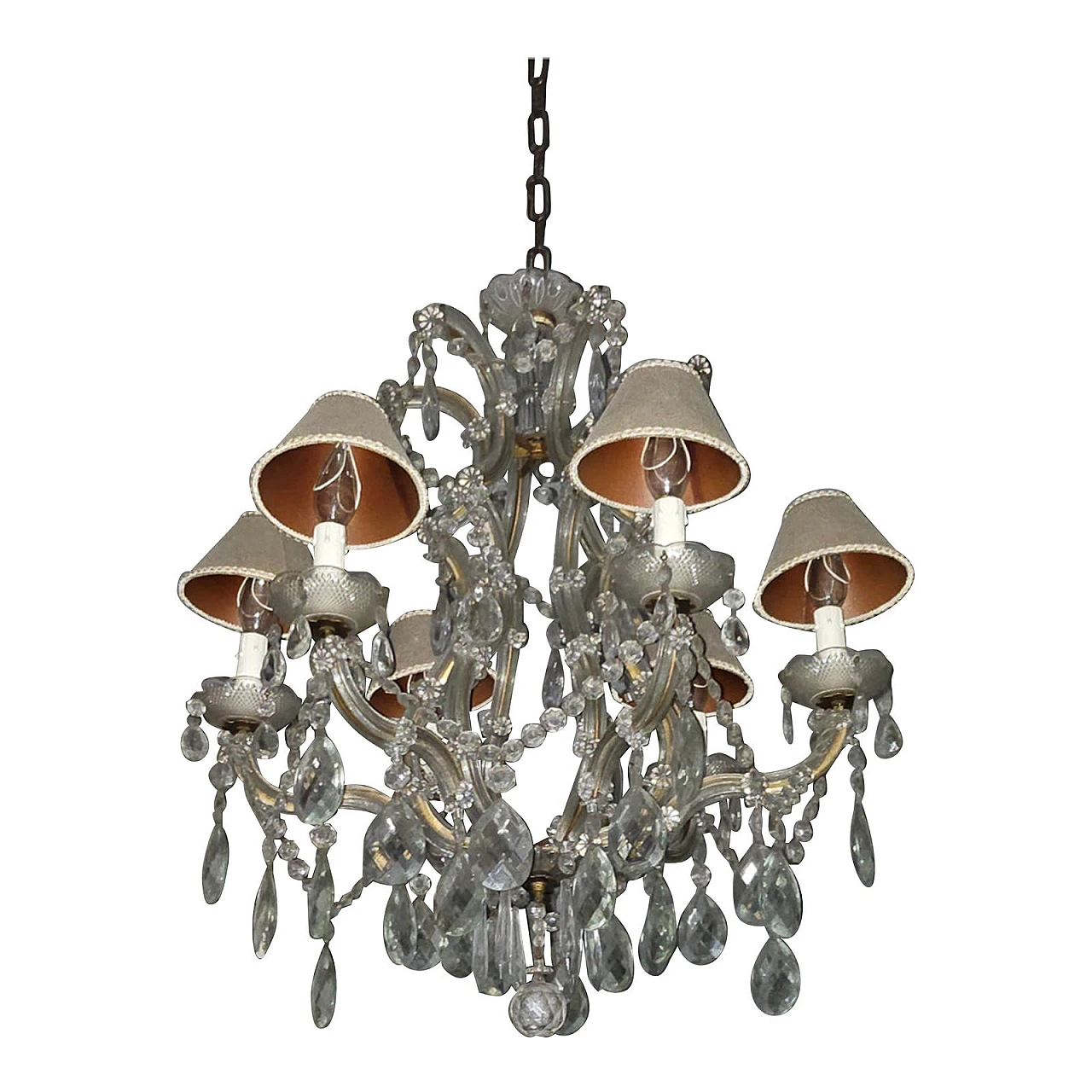 Art Nouveau six-light Murano glass chandelier, early 20th century 1