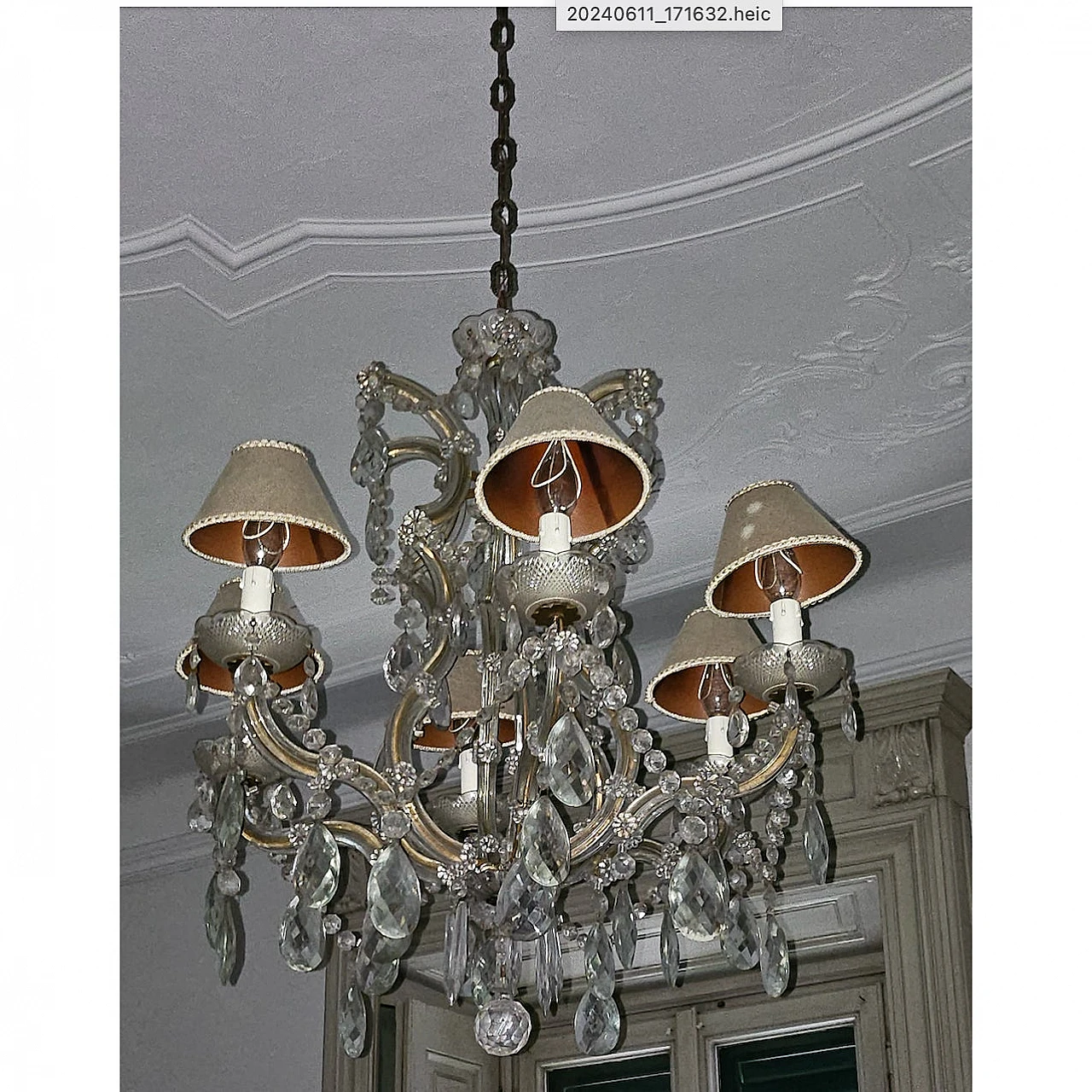 Art Nouveau six-light Murano glass chandelier, early 20th century 7